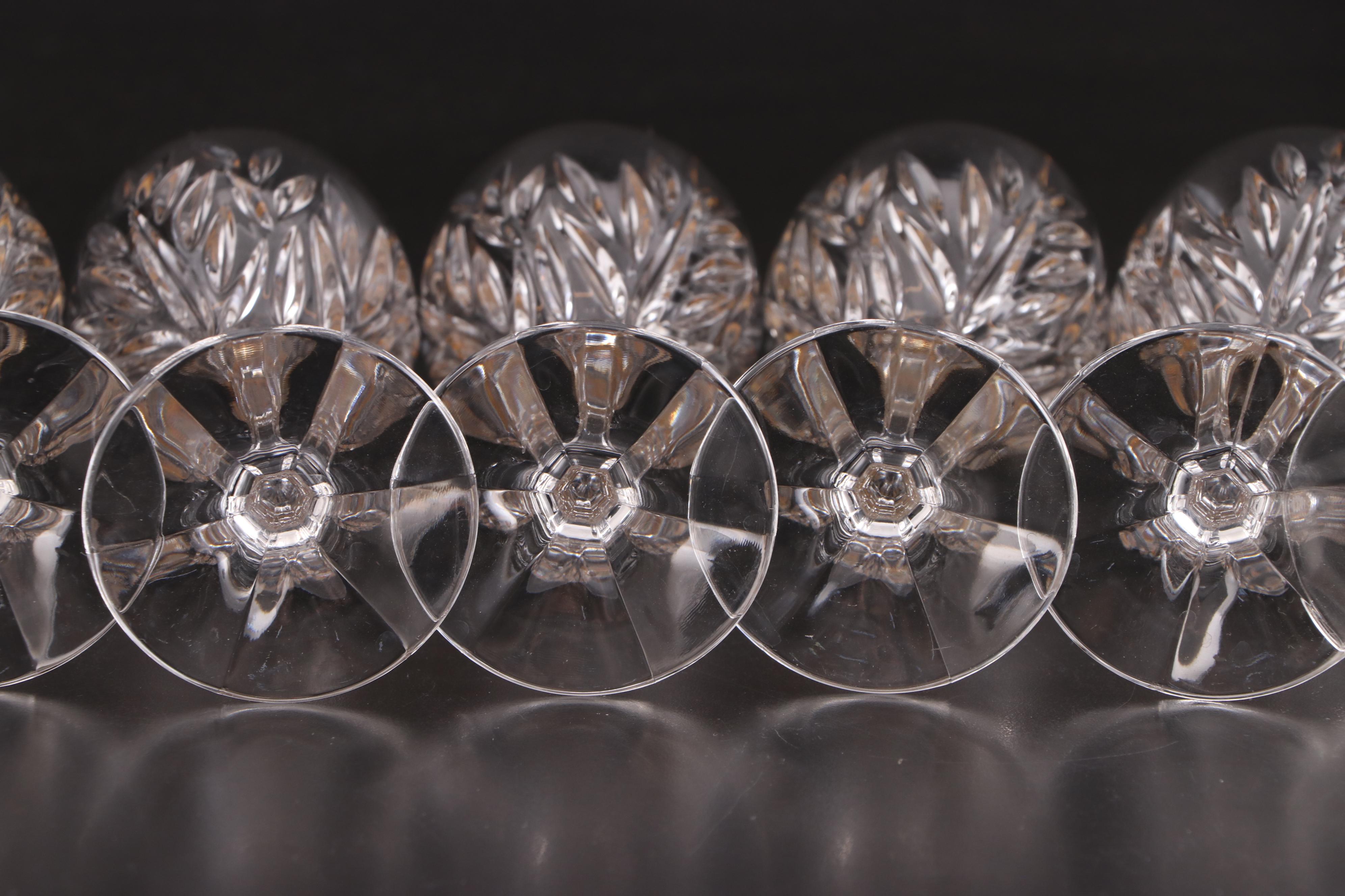 Gorham "Star Blossom Gold" Gilt Rimmed Crystal Wine Glasses, 1994-2003