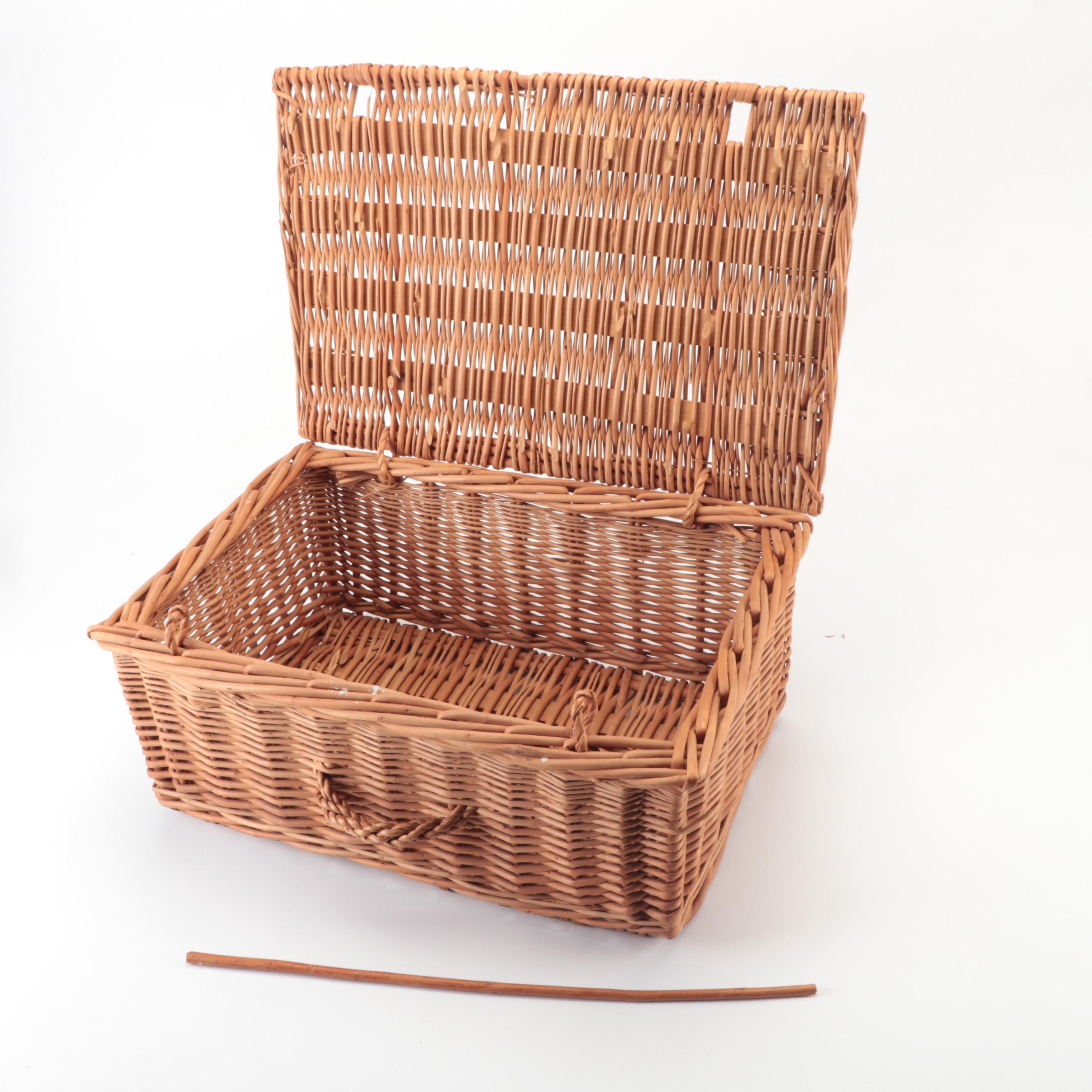 Rattan Picnic Basket, Late 20th Century