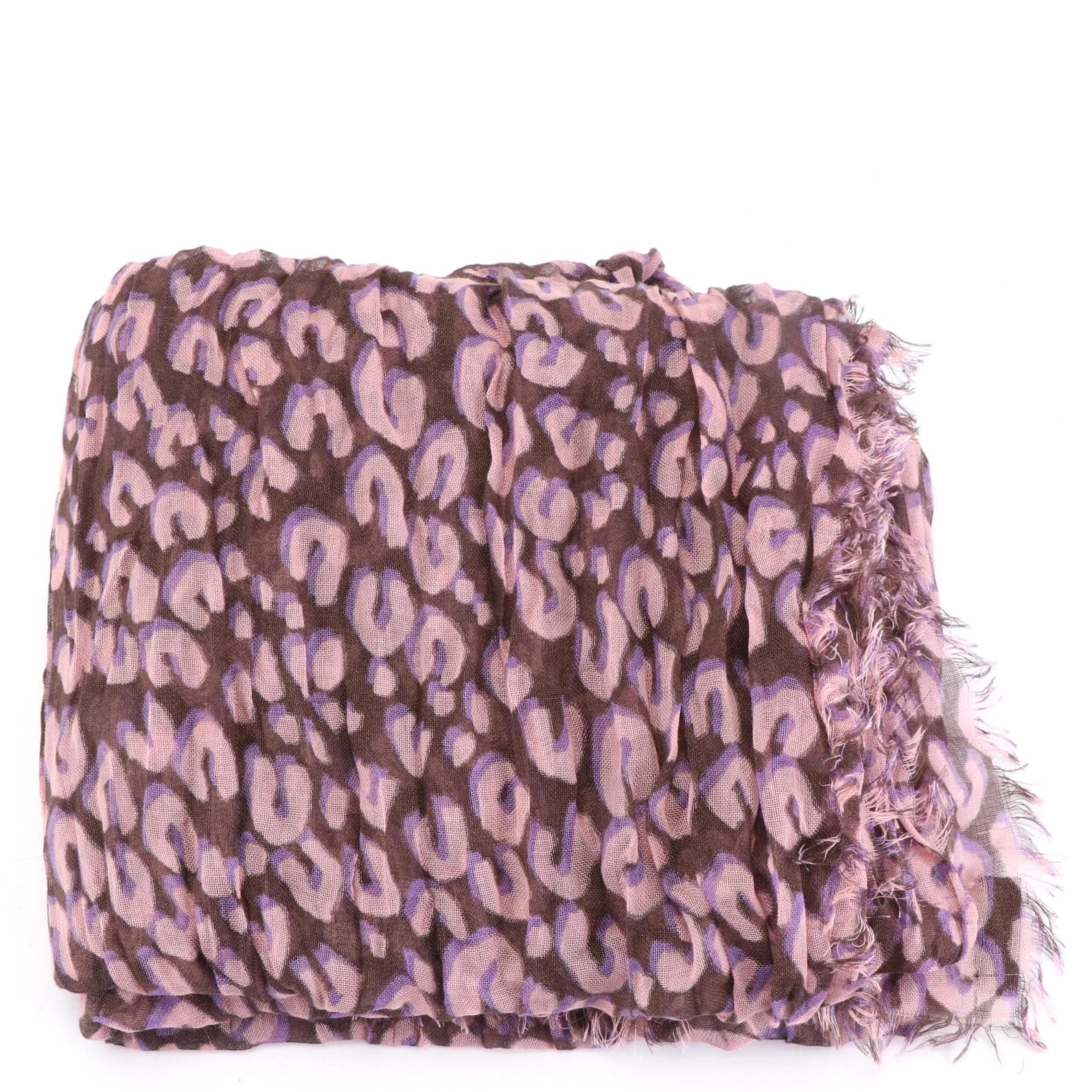 Louis Vuitton x Stephen Sprouse Animal Print Fringe Scarf in Cashmere/Silk