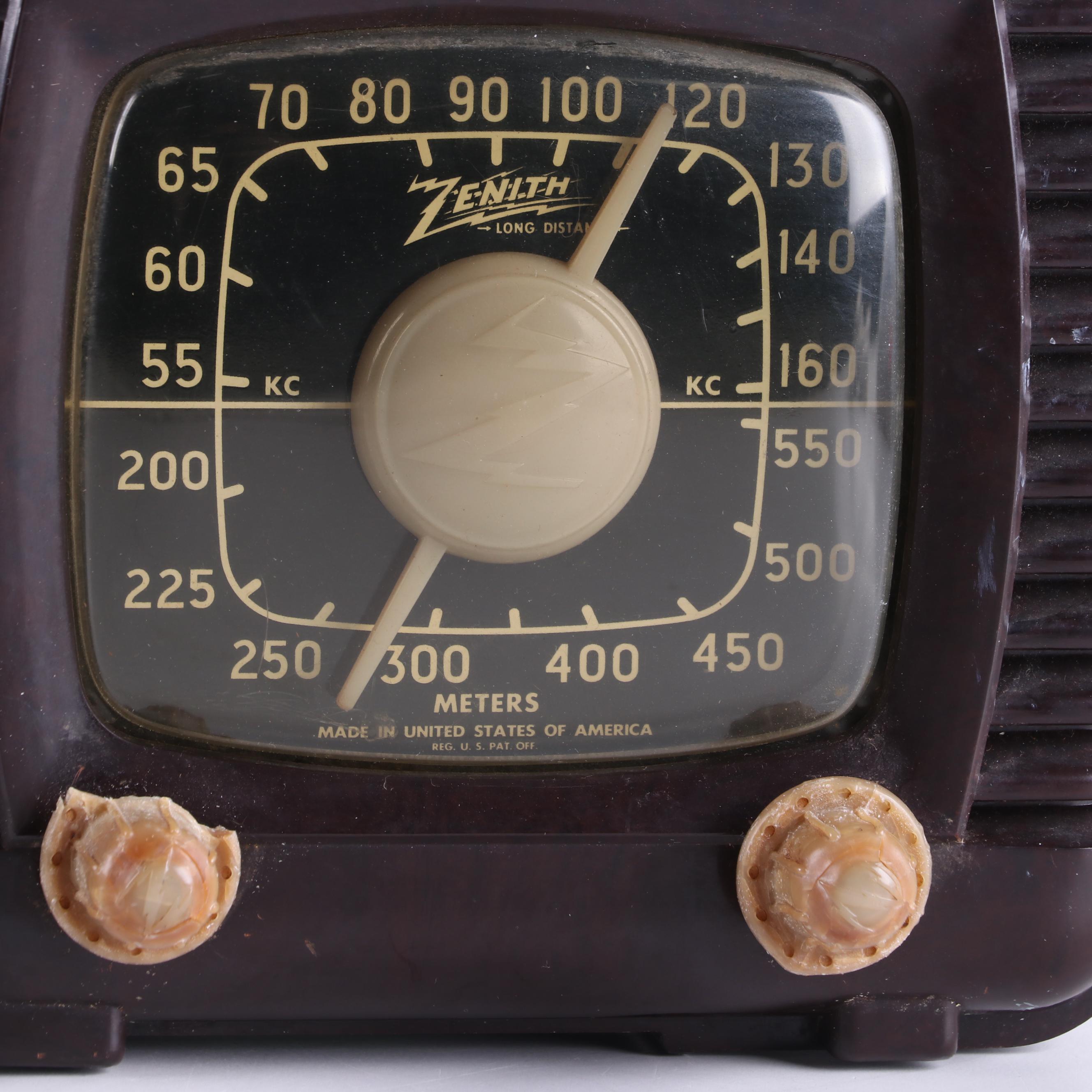 Zenith and Airline Bakelite and Plastic Table Top Radios, Early to Mid-20th C