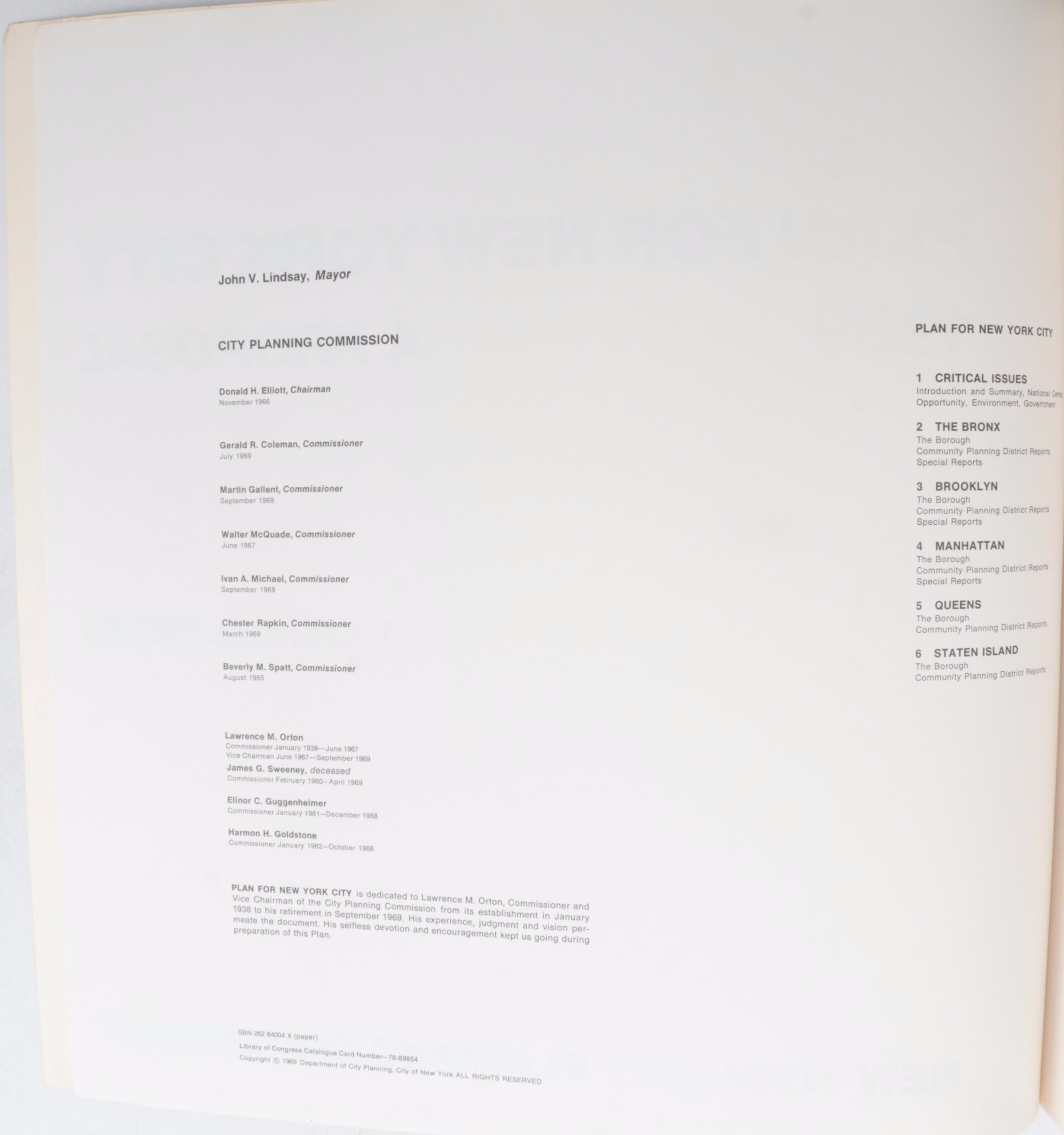 "Plans for New York City 1969: A Proposal" Six-Volume Set