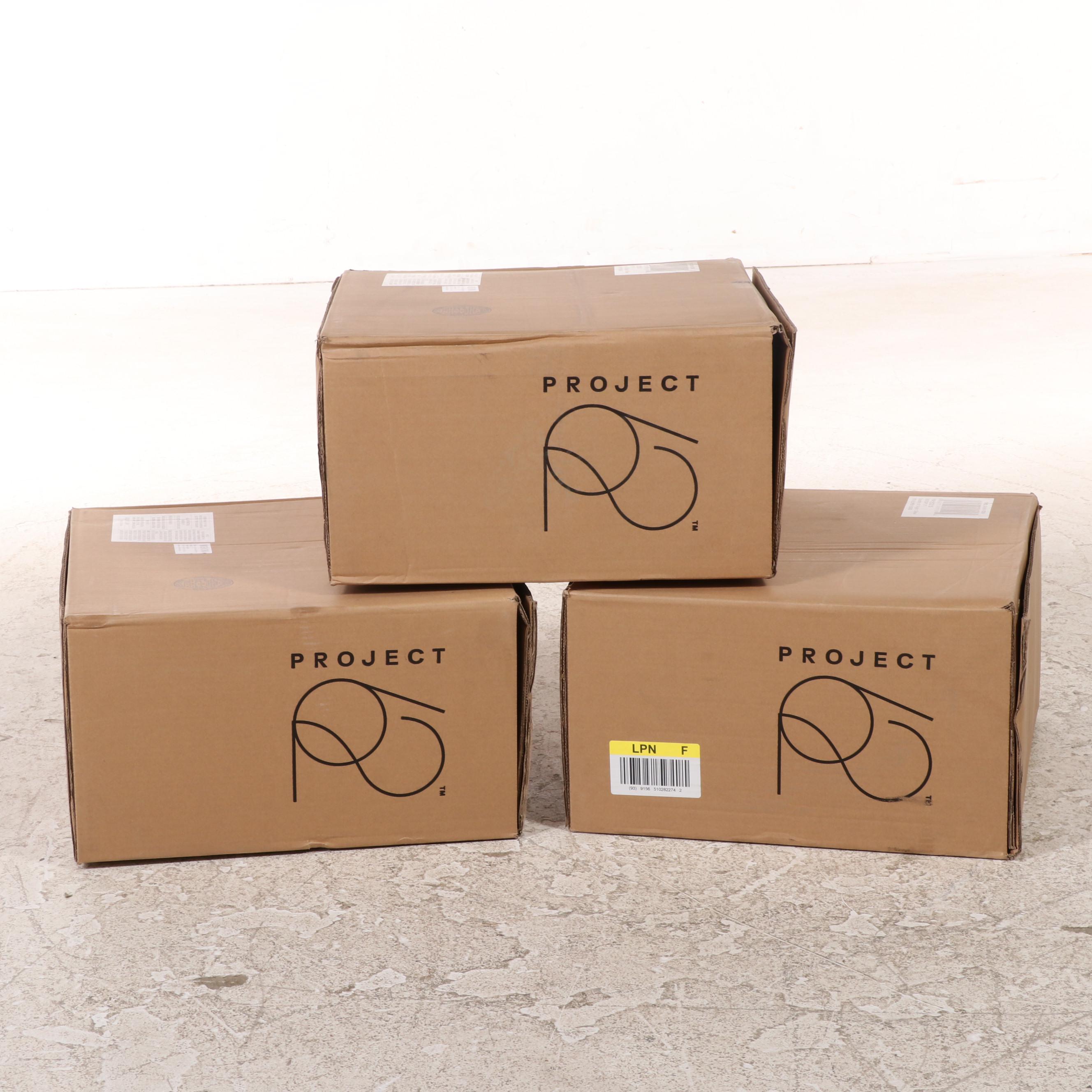 Three Project 62 Tovin Adjustable Height Barstools in Forest Green Velvet