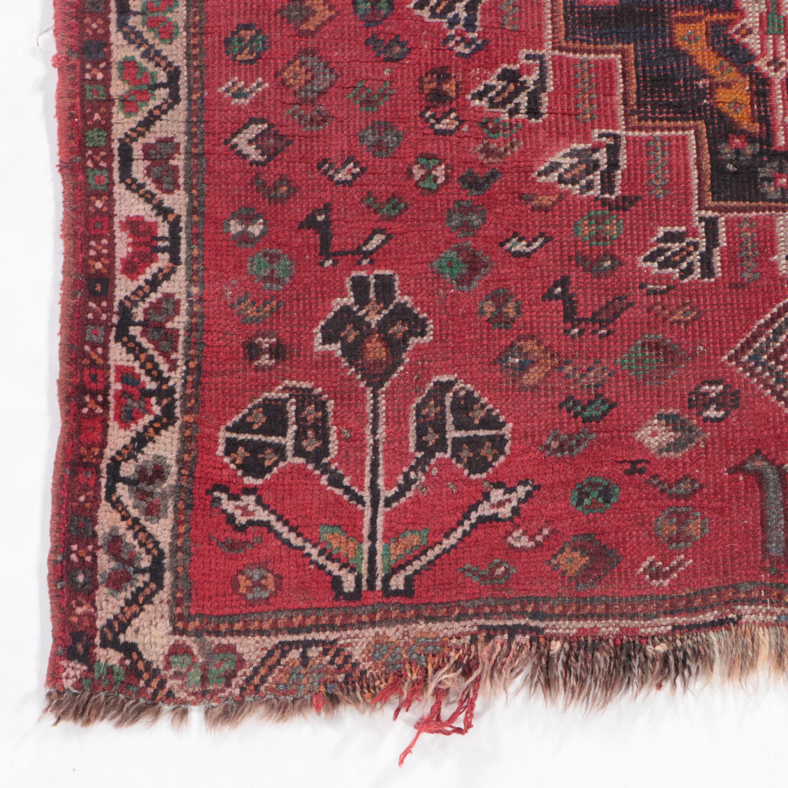 4' x 6 Hand-Knotted Persian Khamseh Chicken Style Area Rug