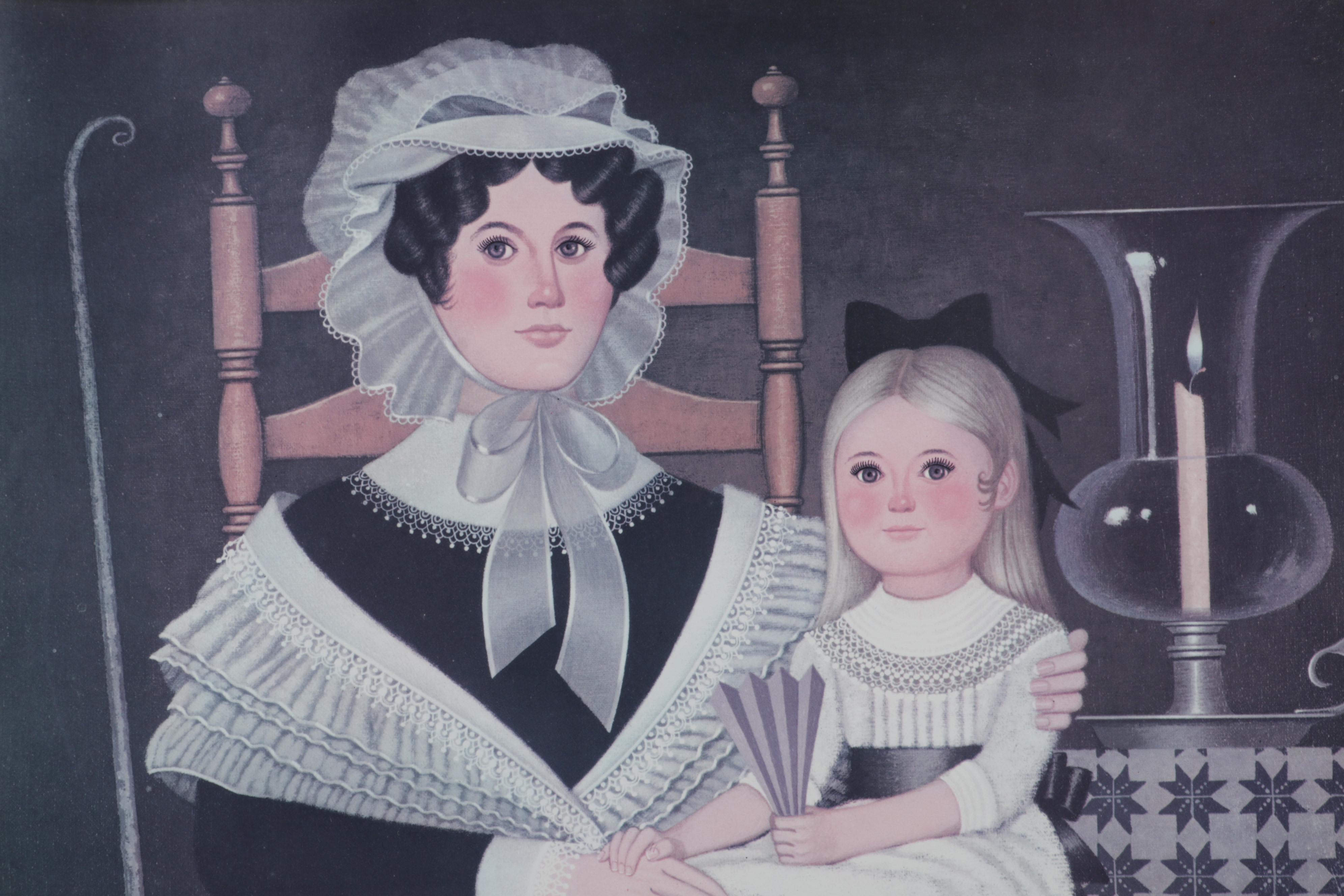 Family Portrait Folk Art Offset Lithographs After Charles Wysocki, Circa 1985