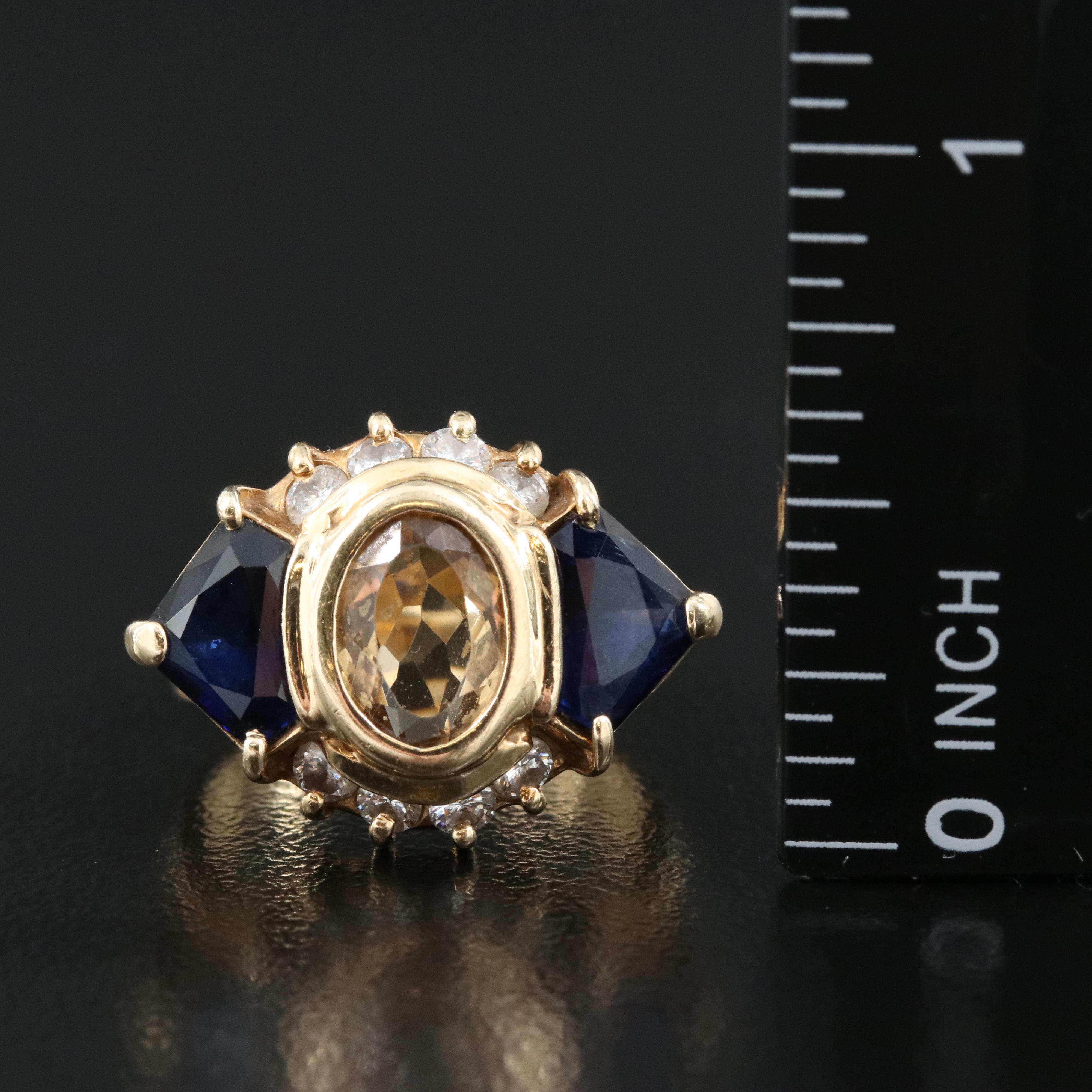 14K Topaz, 4.00 CTW Sapphire and Diamond Ring