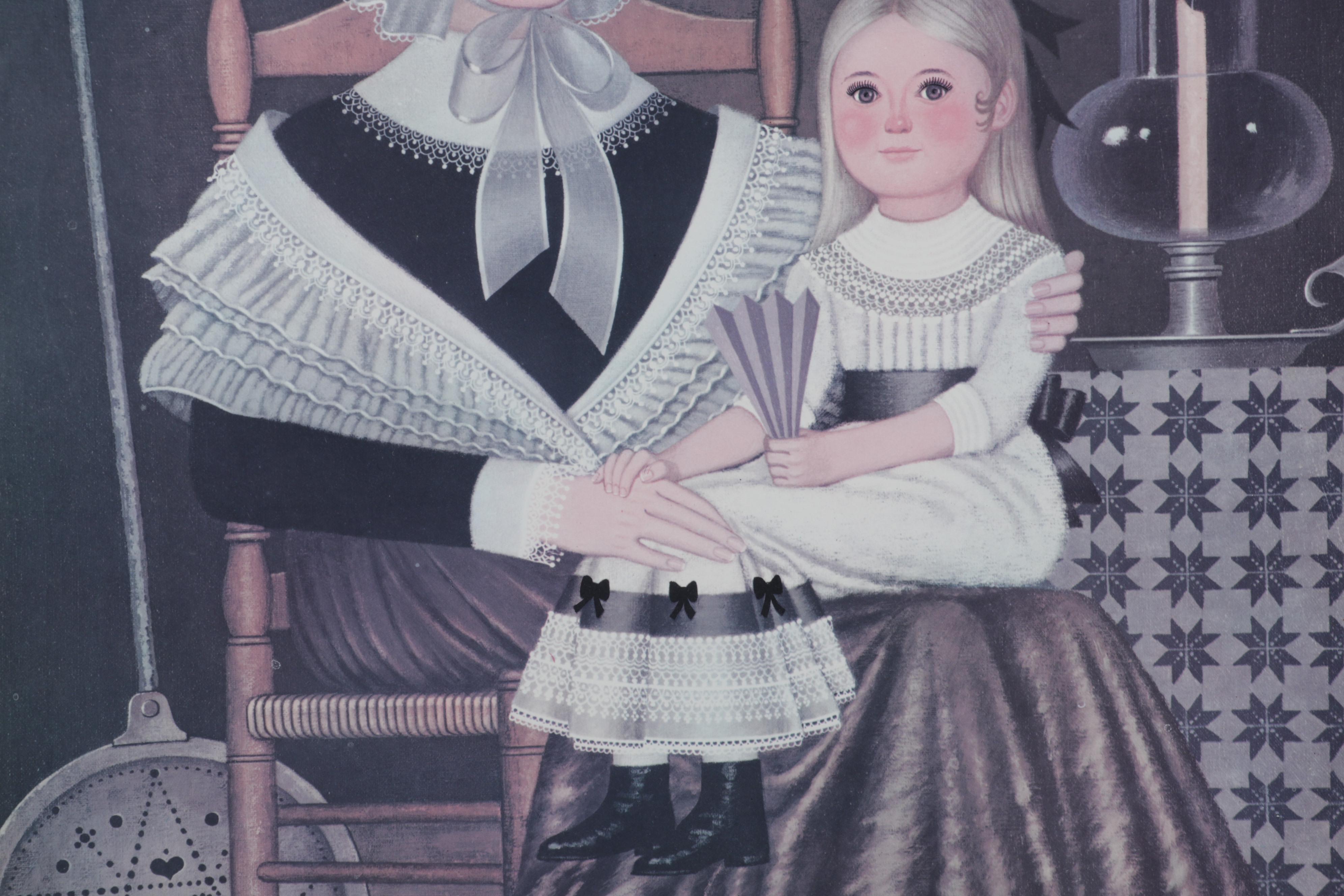 Family Portrait Folk Art Offset Lithographs After Charles Wysocki, Circa 1985