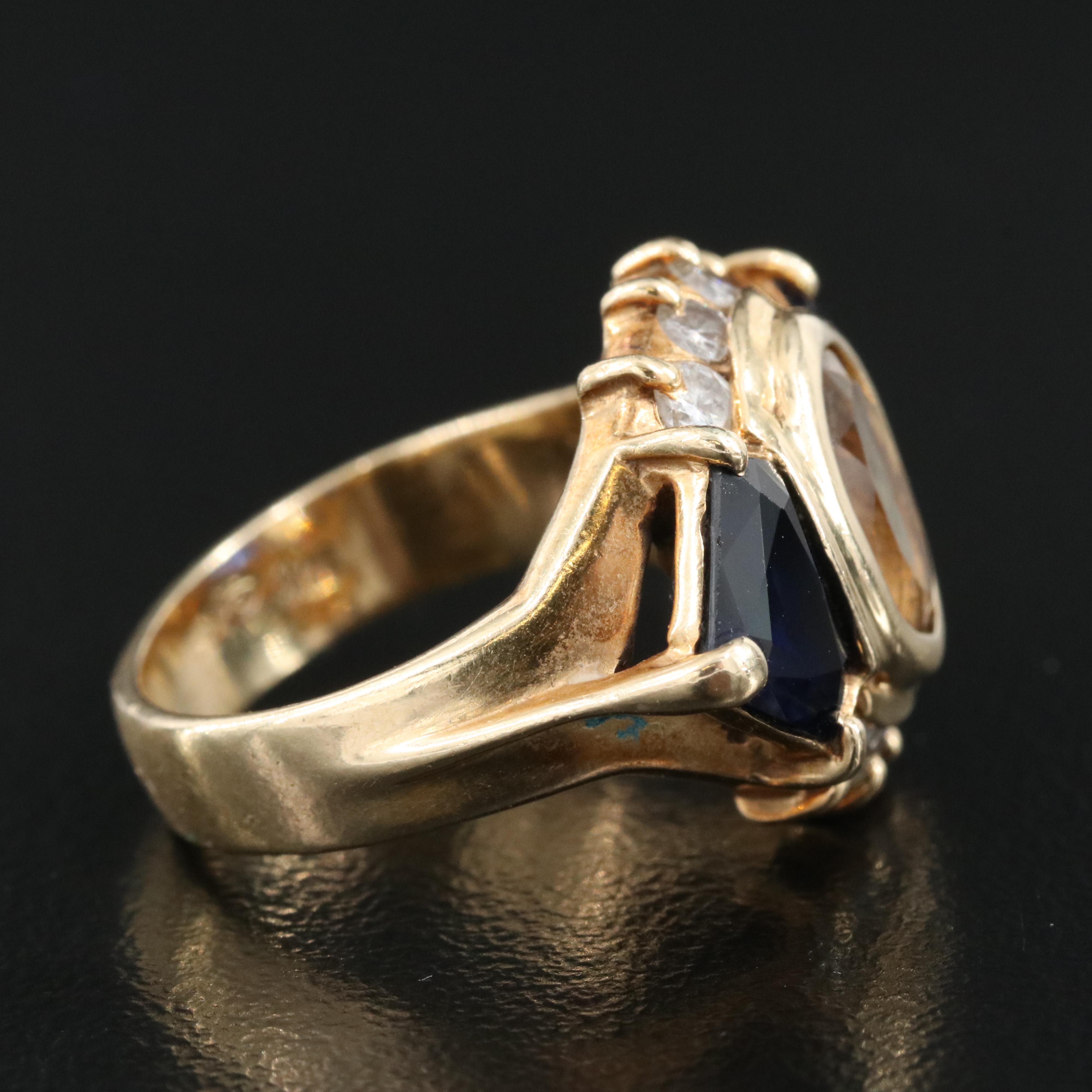 14K Topaz, 4.00 CTW Sapphire and Diamond Ring