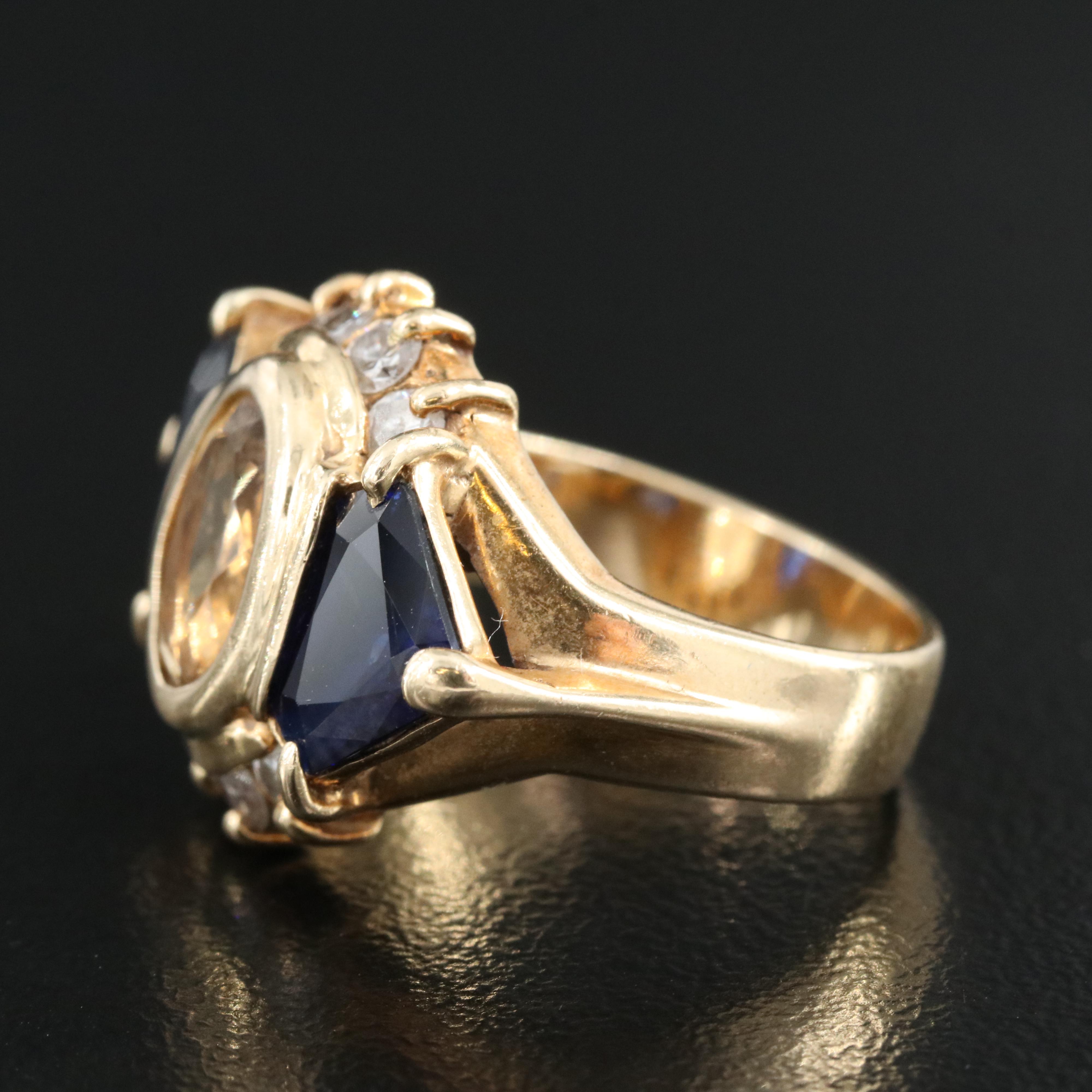 14K Topaz, 4.00 CTW Sapphire and Diamond Ring