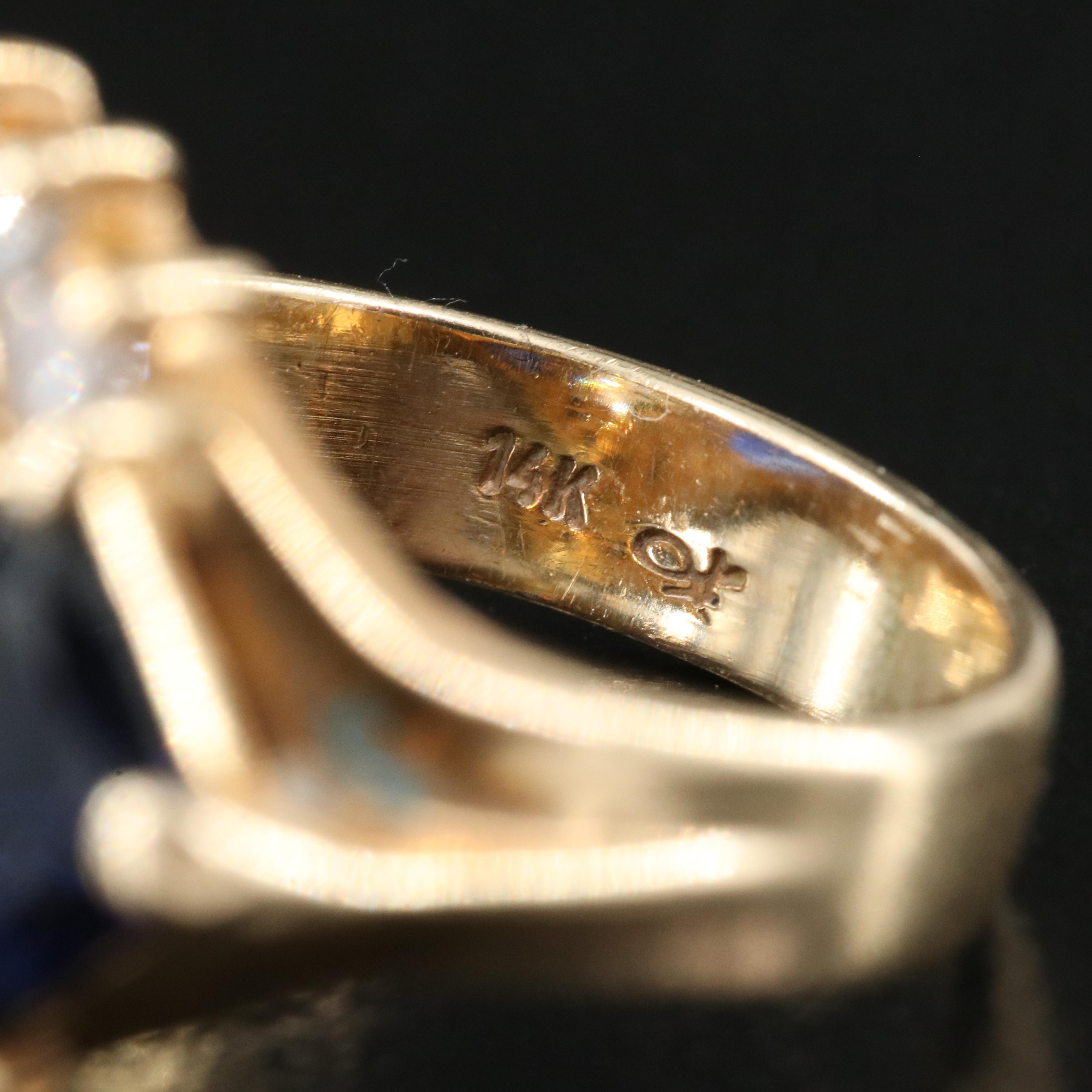 14K Topaz, 4.00 CTW Sapphire and Diamond Ring