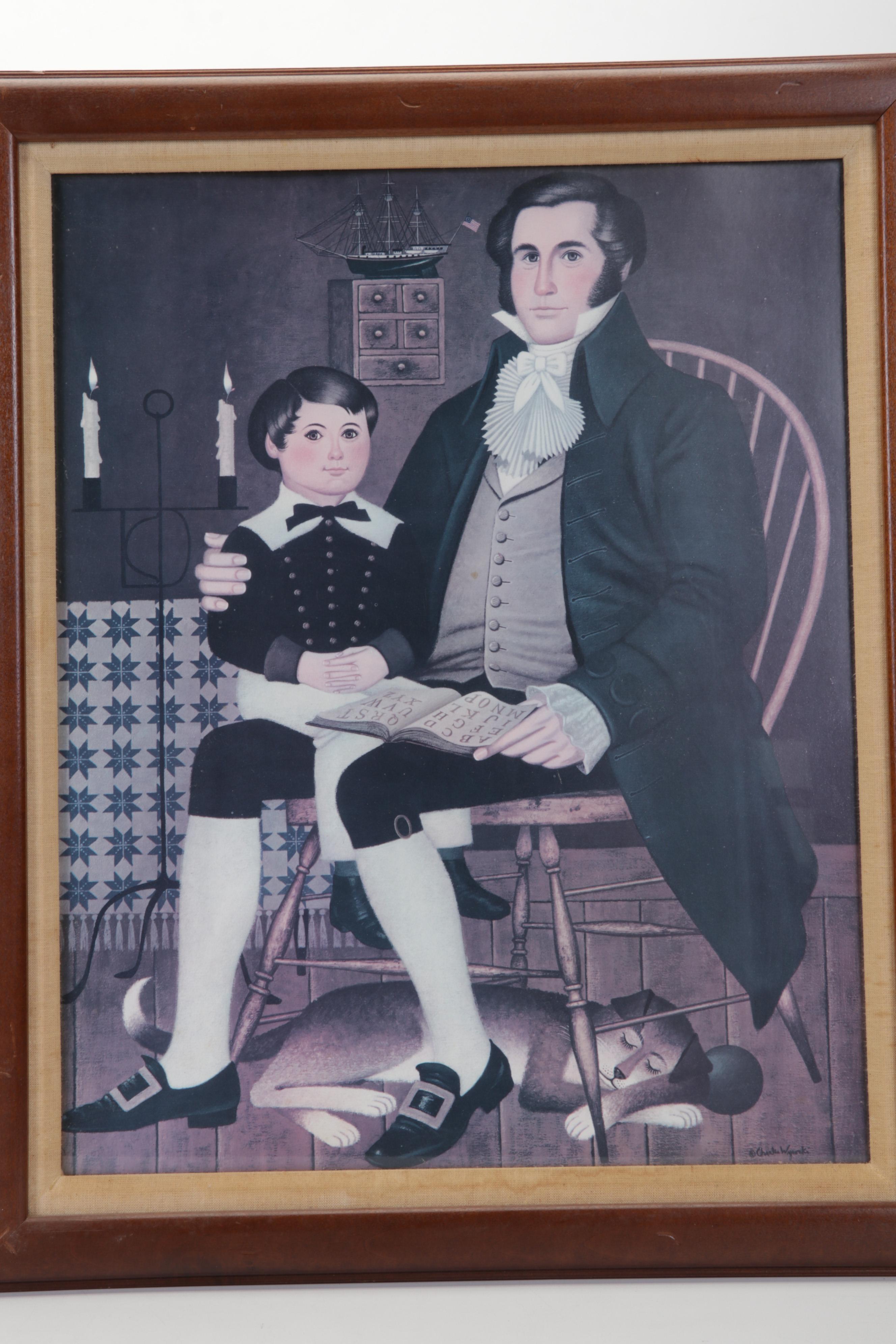 Family Portrait Folk Art Offset Lithographs After Charles Wysocki, Circa 1985