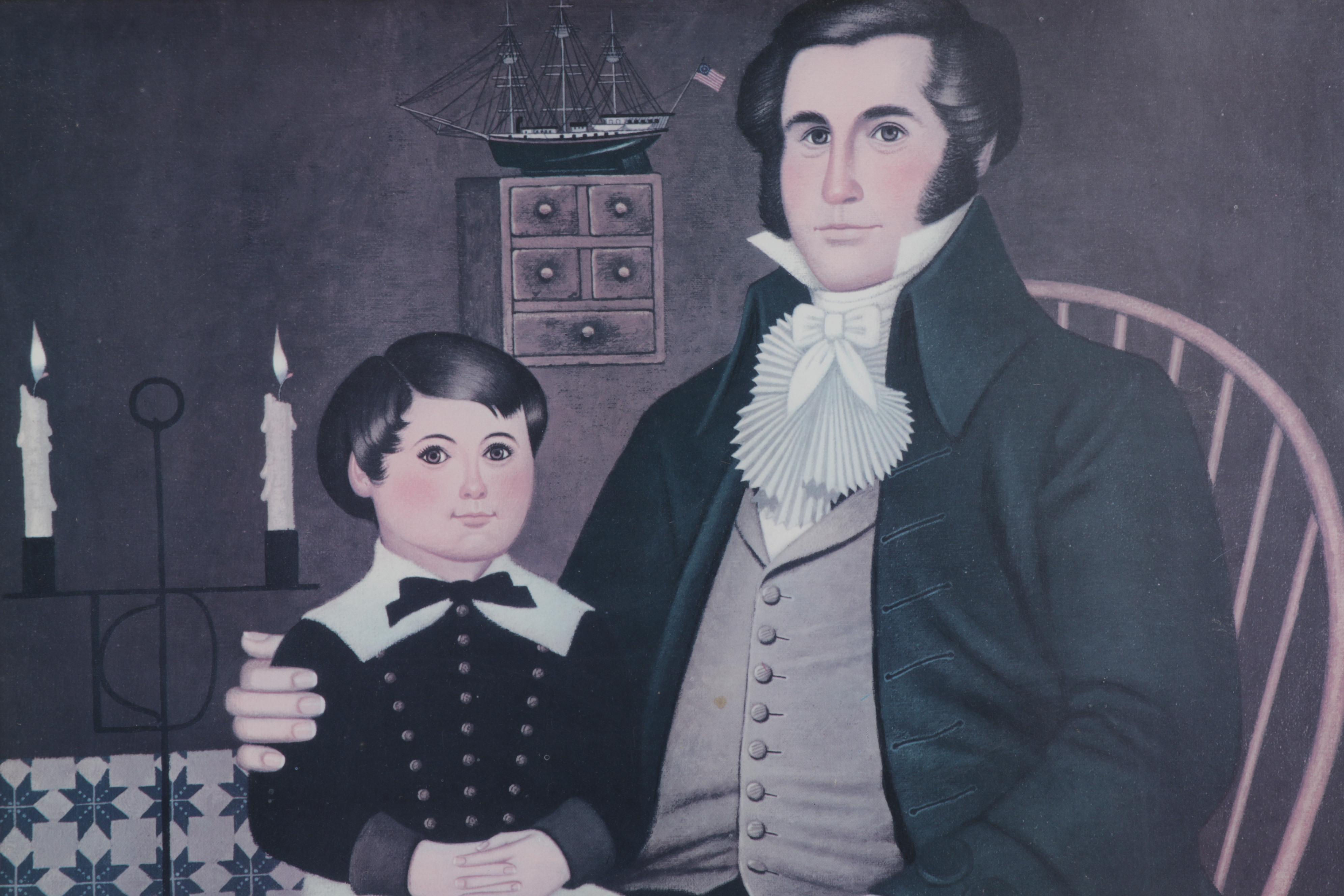 Family Portrait Folk Art Offset Lithographs After Charles Wysocki, Circa 1985