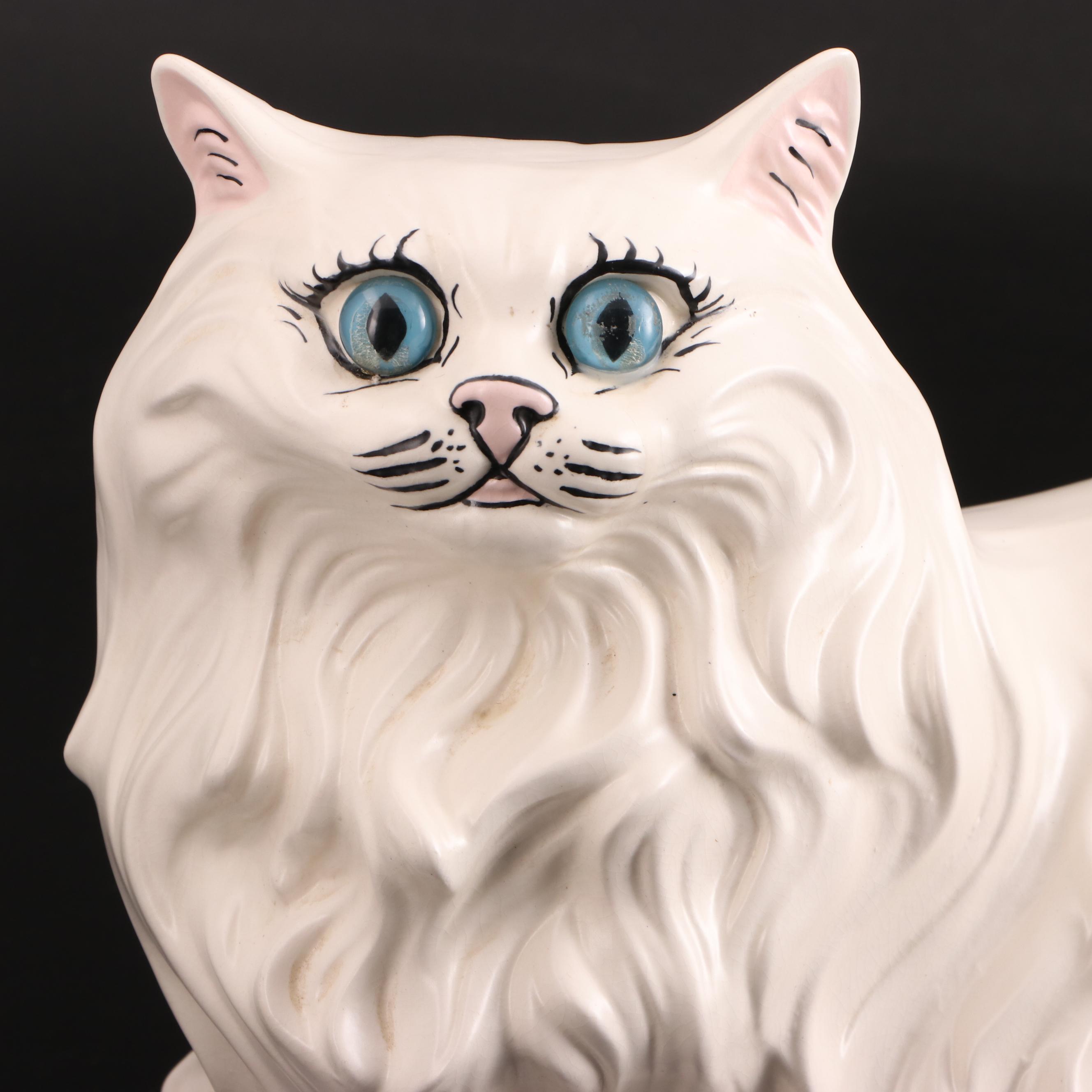Ceramic Persian Cat Figurine, Mid to Late 20th Century