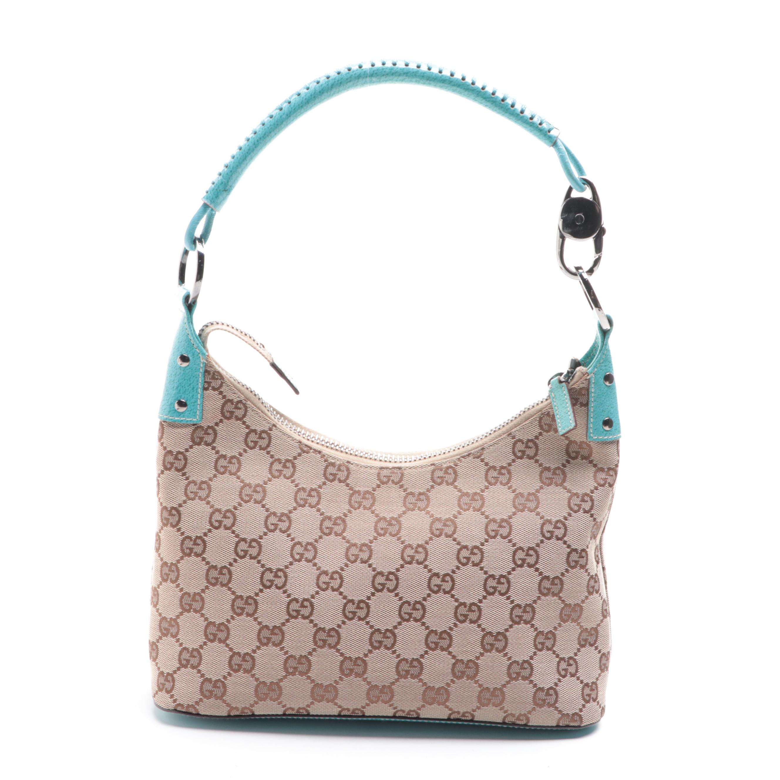 Gucci Small Hobo Bag in GG Canvas and Cinghiale Leather