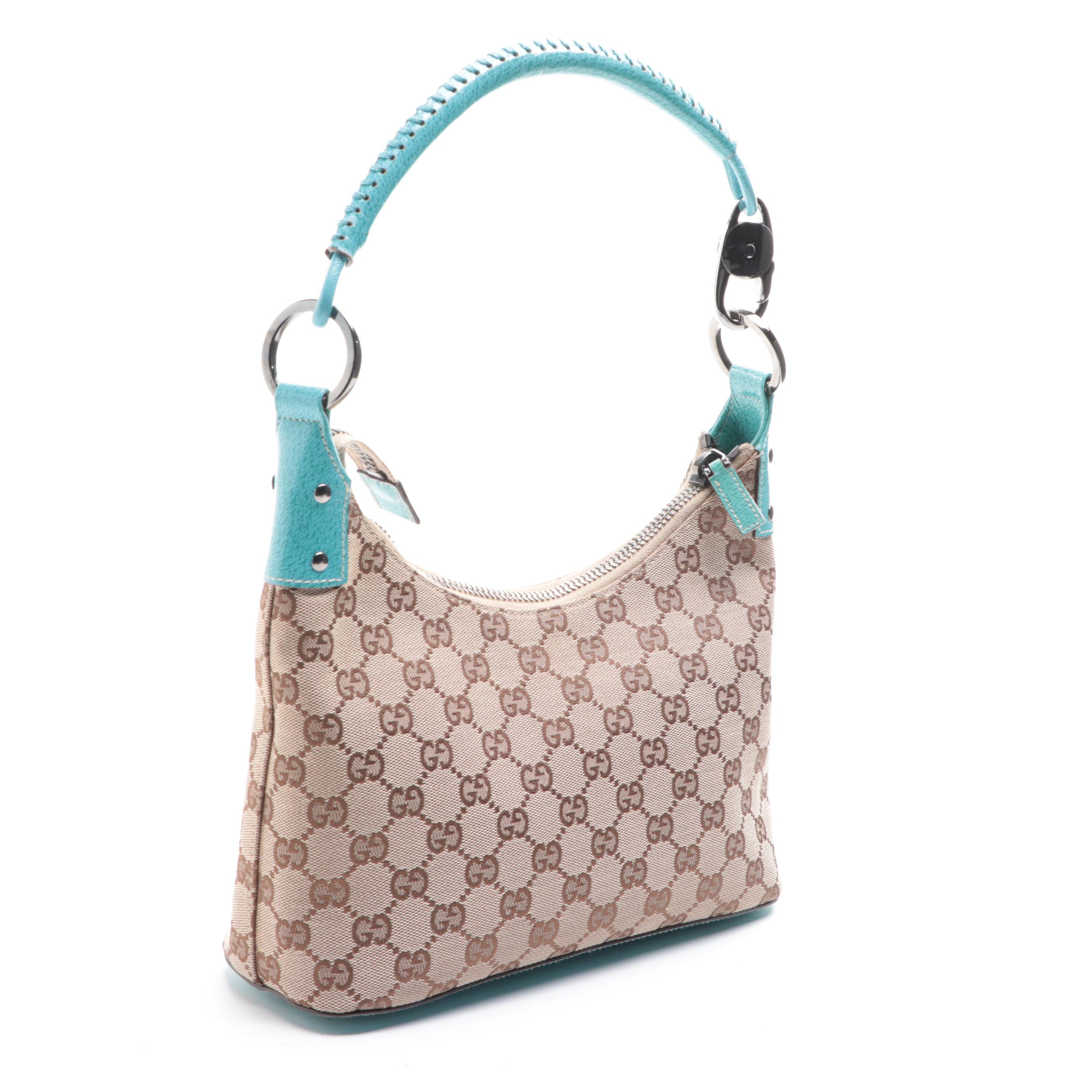 Gucci Small Hobo Bag in GG Canvas and Cinghiale Leather