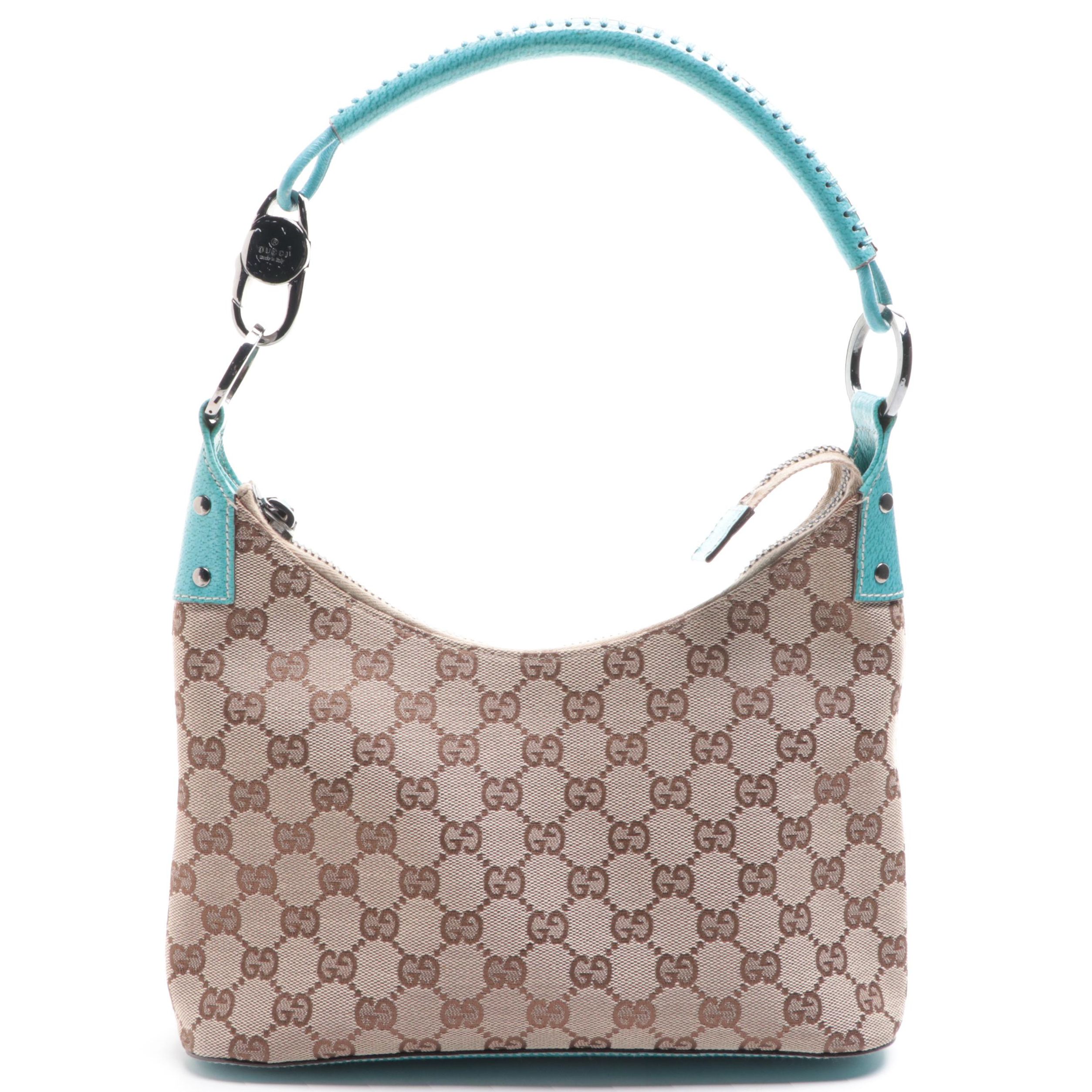 Gucci Small Hobo Bag in GG Canvas and Cinghiale Leather