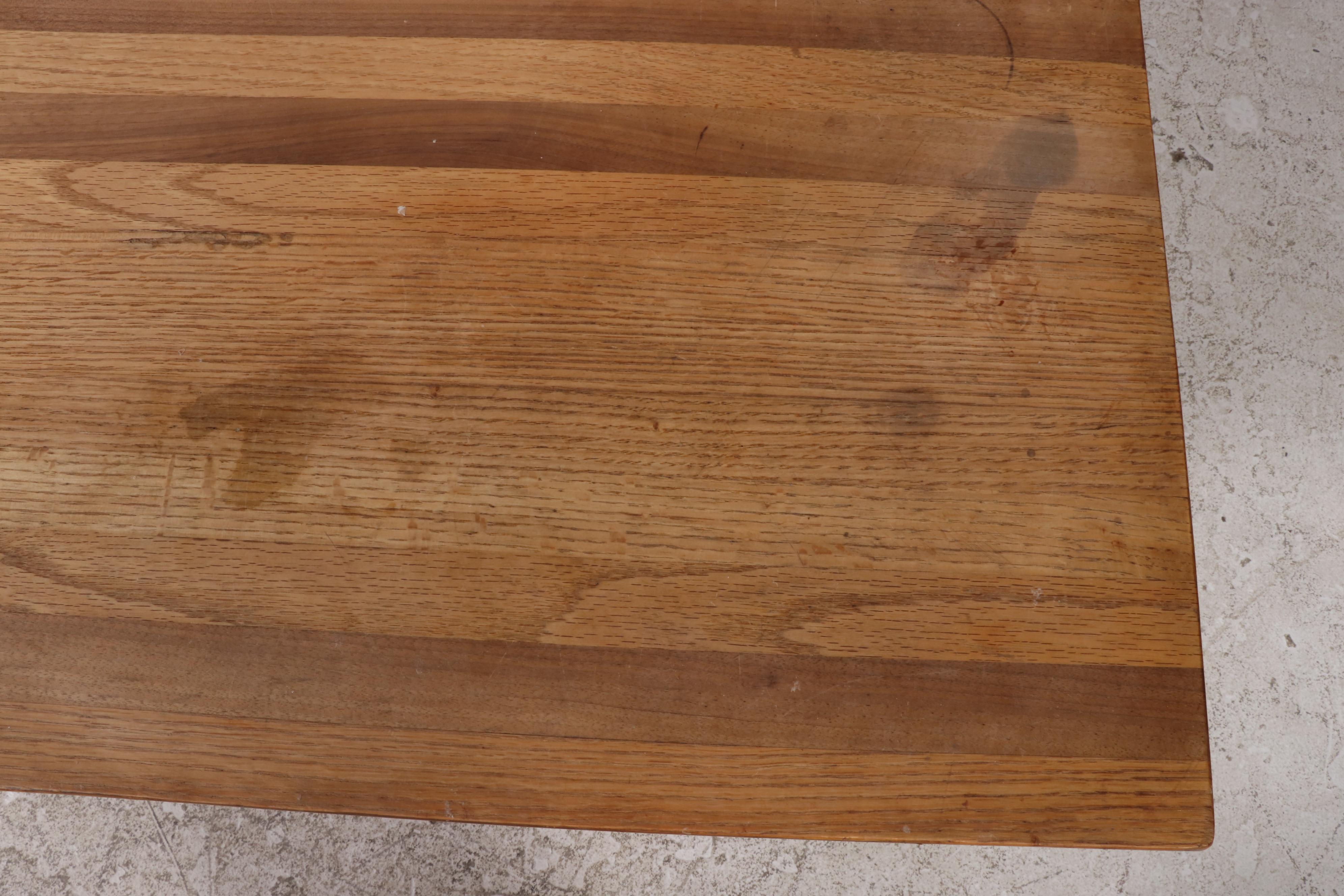 Oak Kitchen Work Table Plus Two Stools, 20th Century