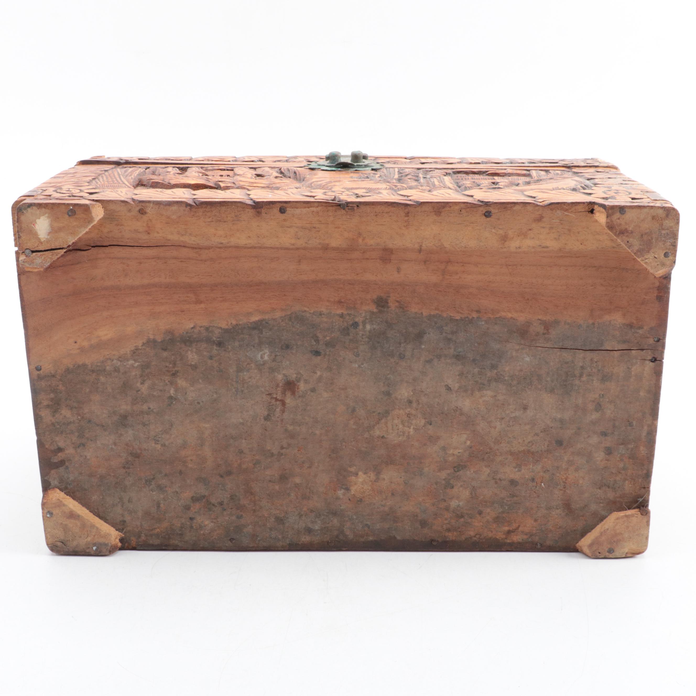 Hand-Carved Cedar Wood Small Chest