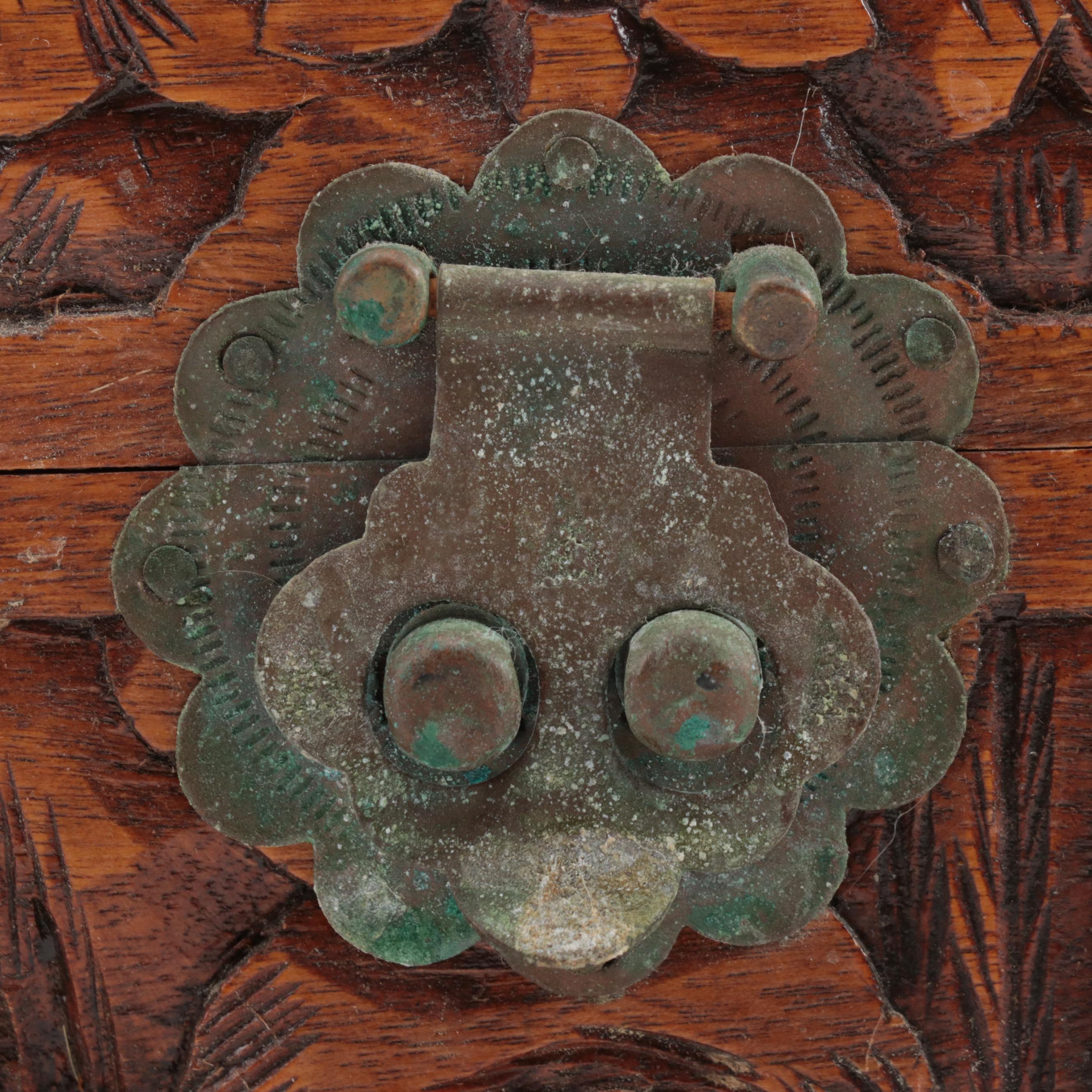 Hand-Carved Cedar Wood Small Chest