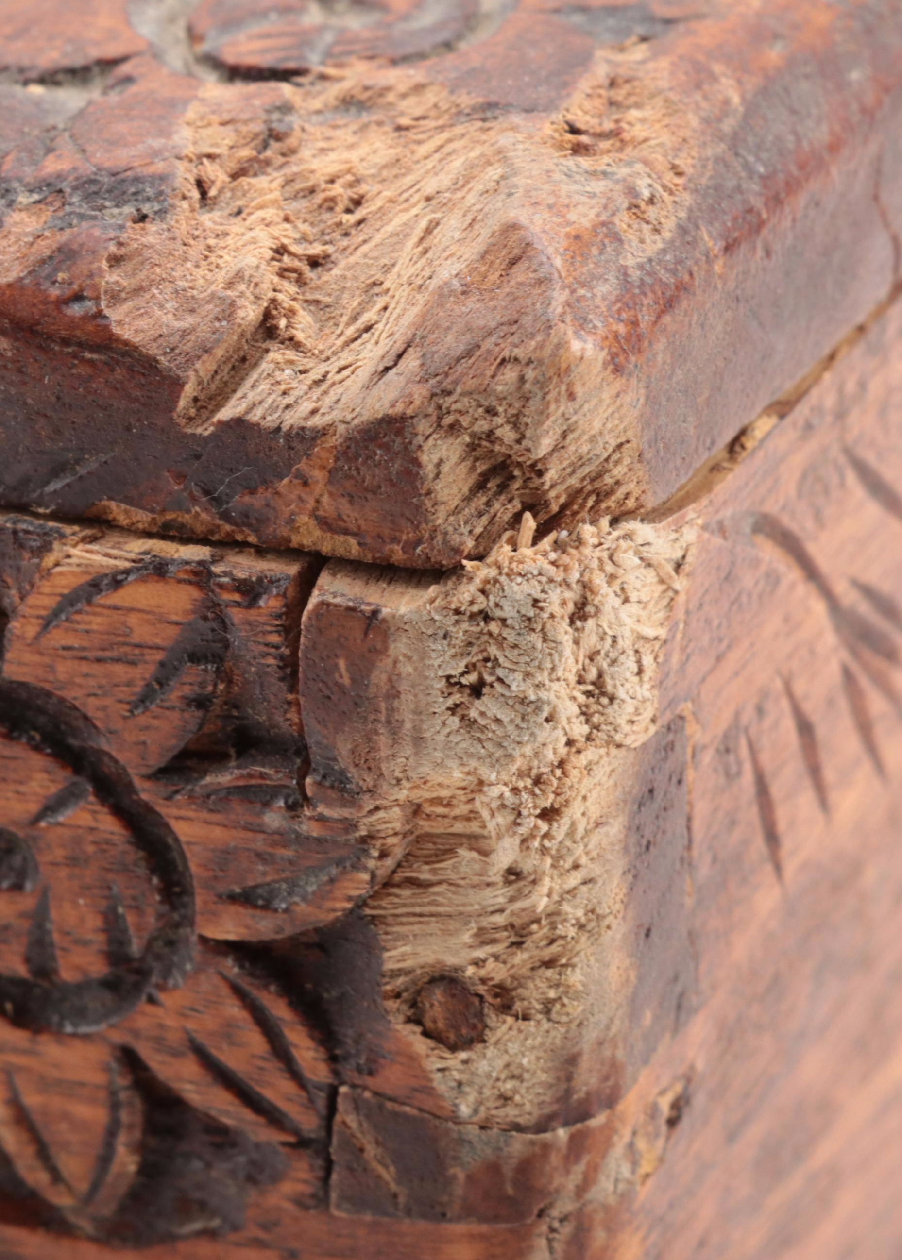 Hand-Carved Cedar Wood Small Chest