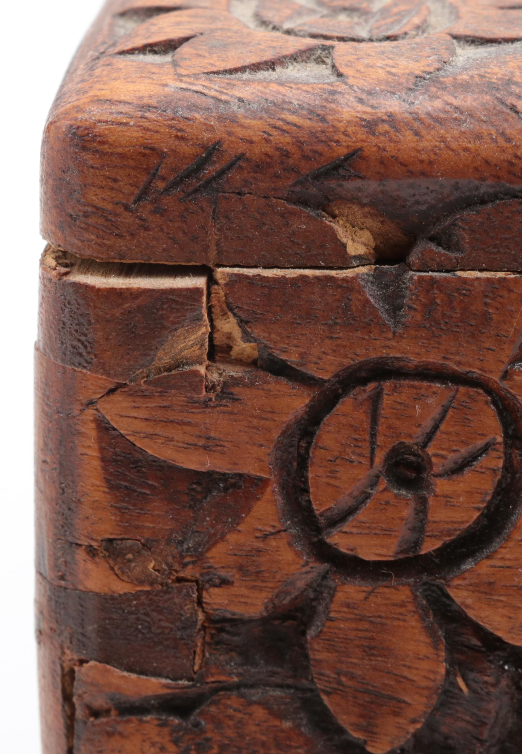 Hand-Carved Cedar Wood Small Chest