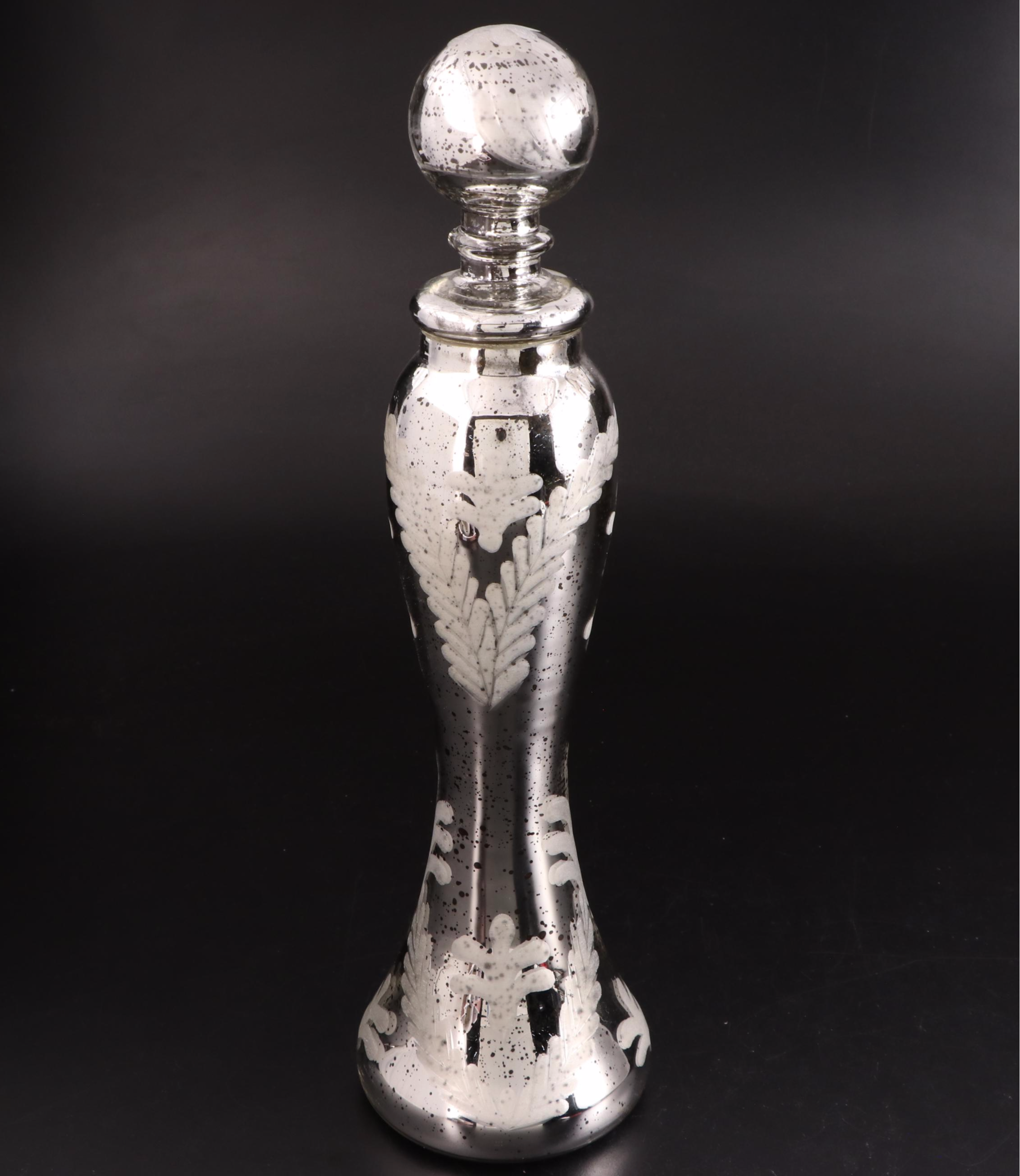 Mercury Glass Orb, Tea Light Holder, Vase, and Perfume Bottle