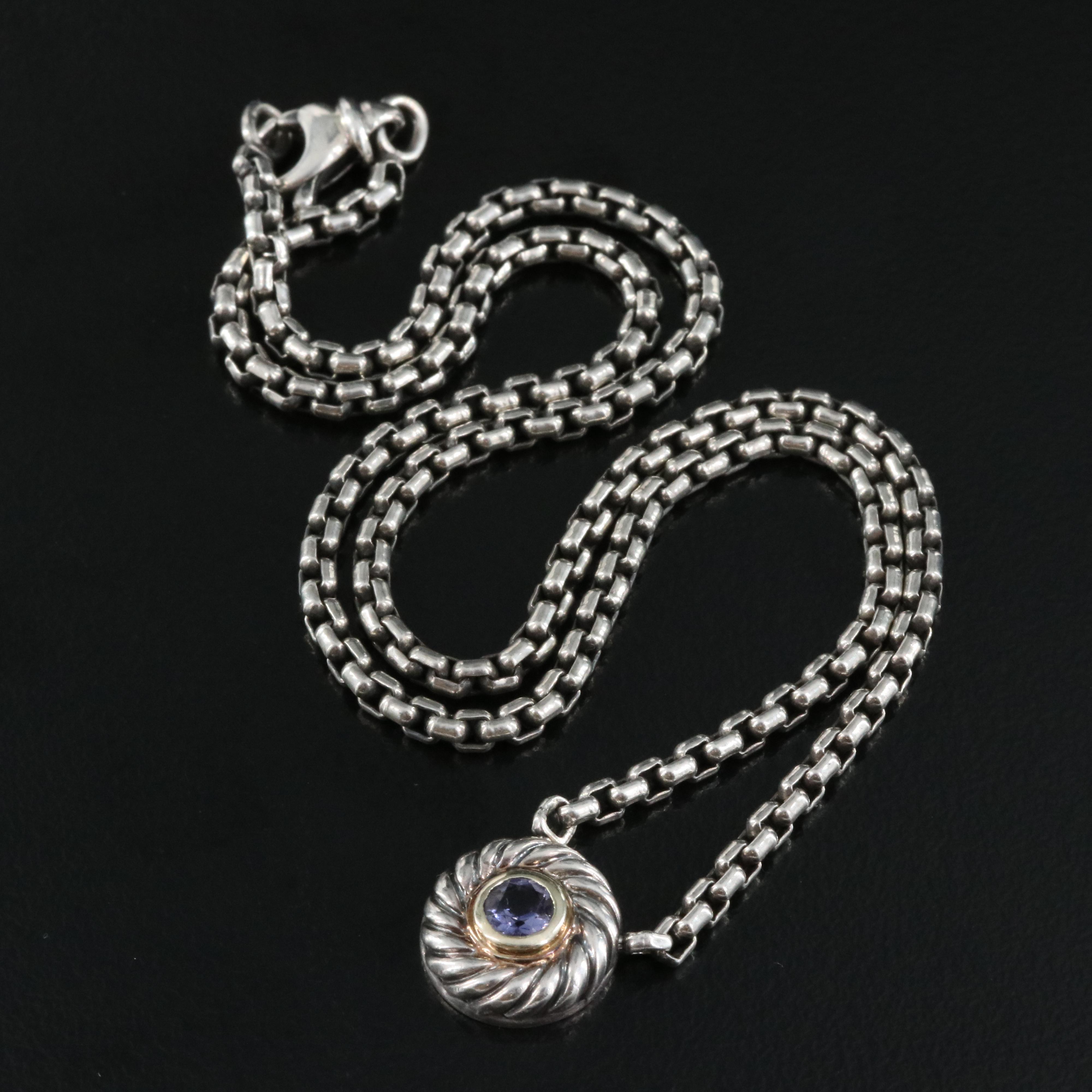 David Yurman "Cookie" Sterling Iolite Necklace with 14K Accent