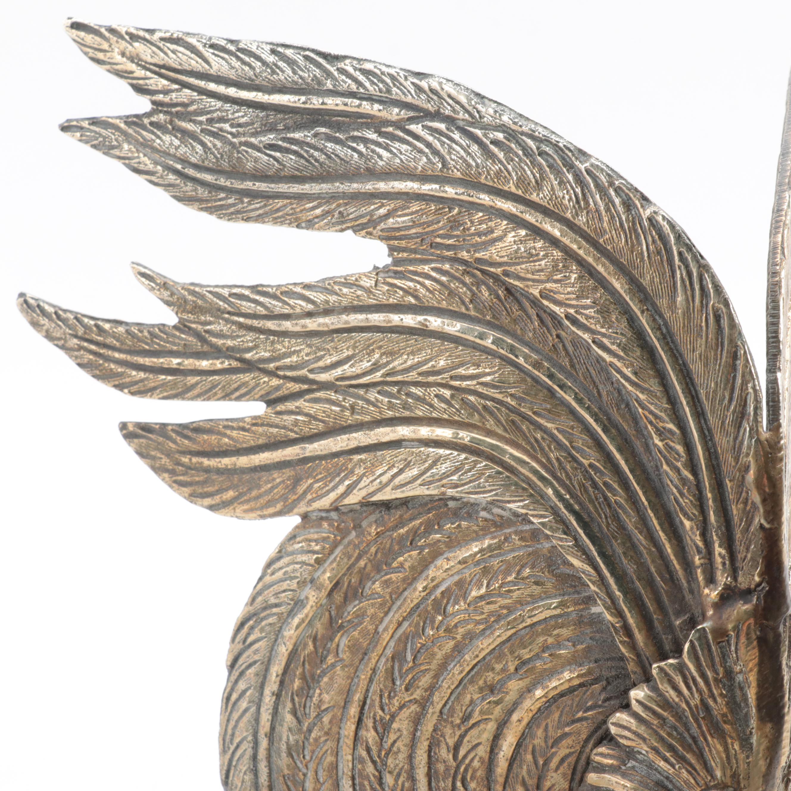 Pair of Cast Metal and Brass Fighting Roosters Figurines