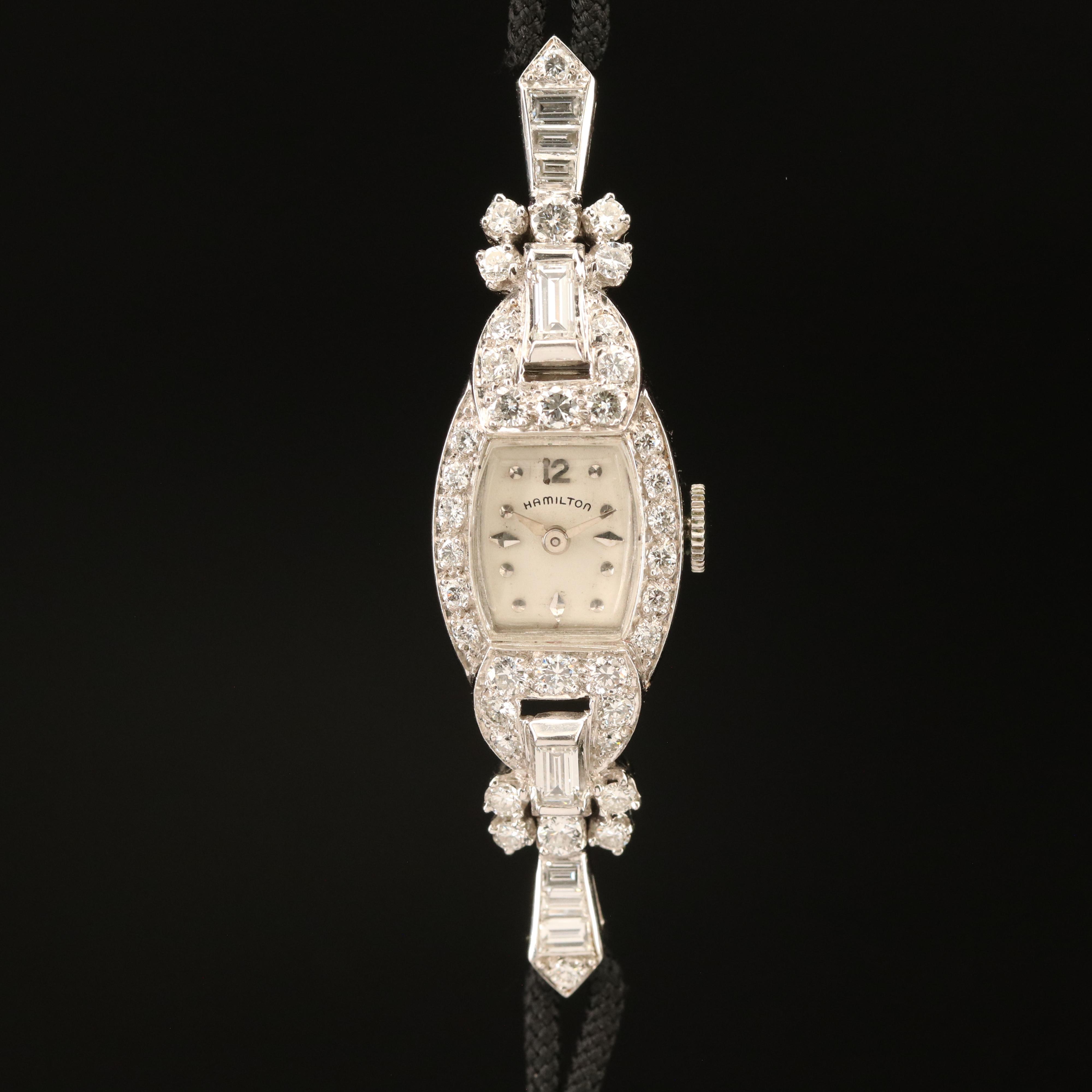 Hamilton Platinum 1.74 CTW Diamond Stemwind Watch