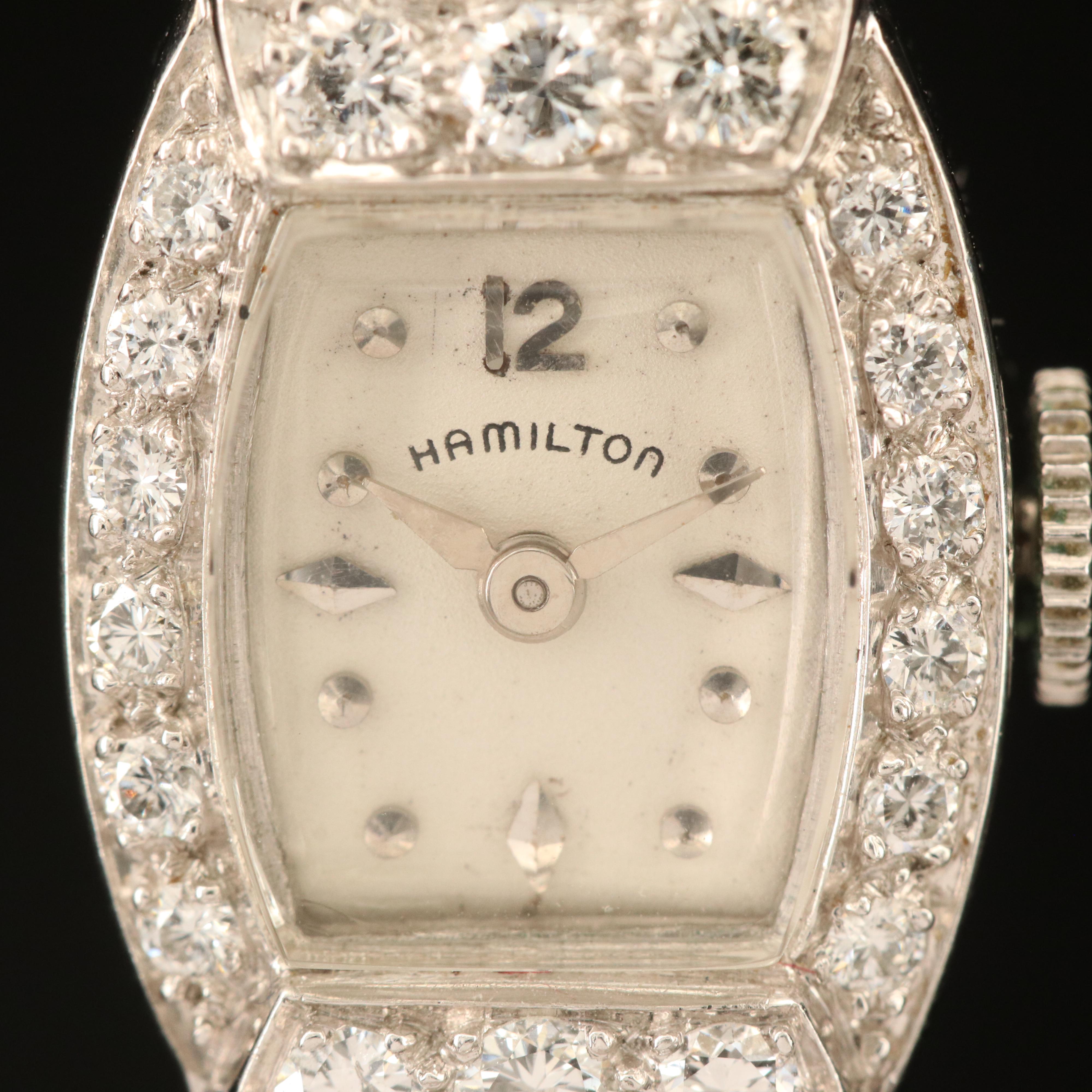 Hamilton Platinum 1.74 CTW Diamond Stemwind Watch