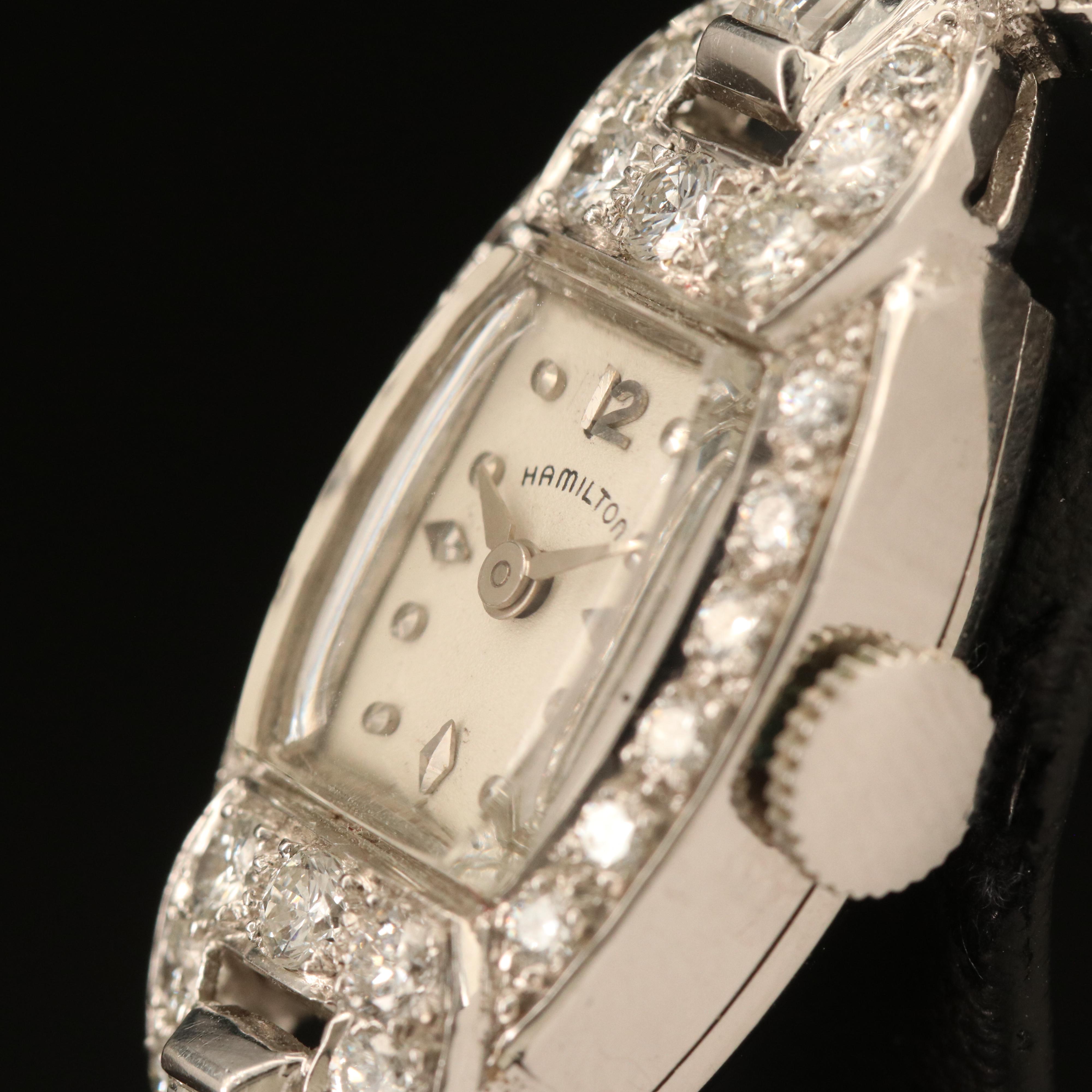 Hamilton Platinum 1.74 CTW Diamond Stemwind Watch