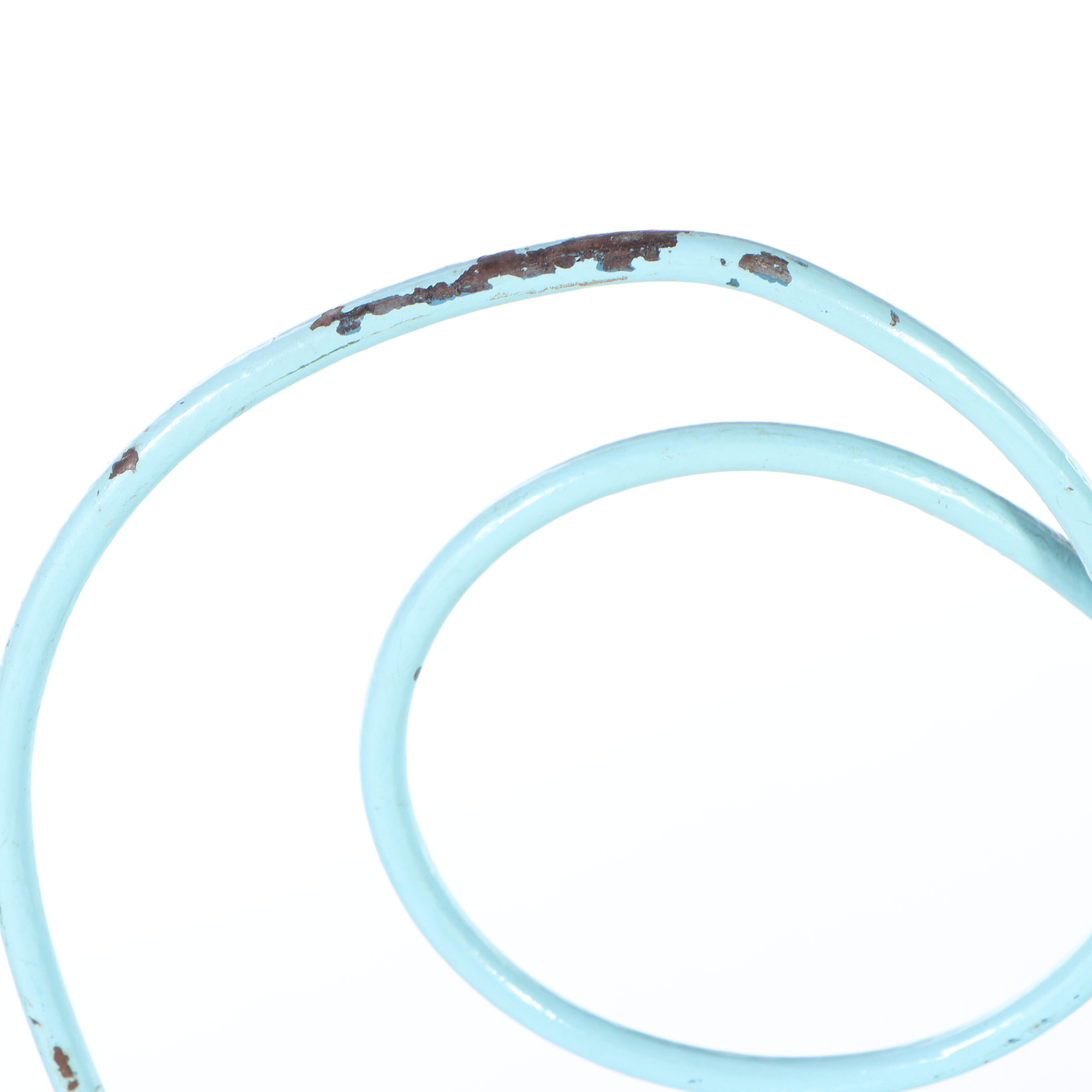 Four Blue-Painted Twisted Wire and Wood Seat Ice Cream Parlor Chairs