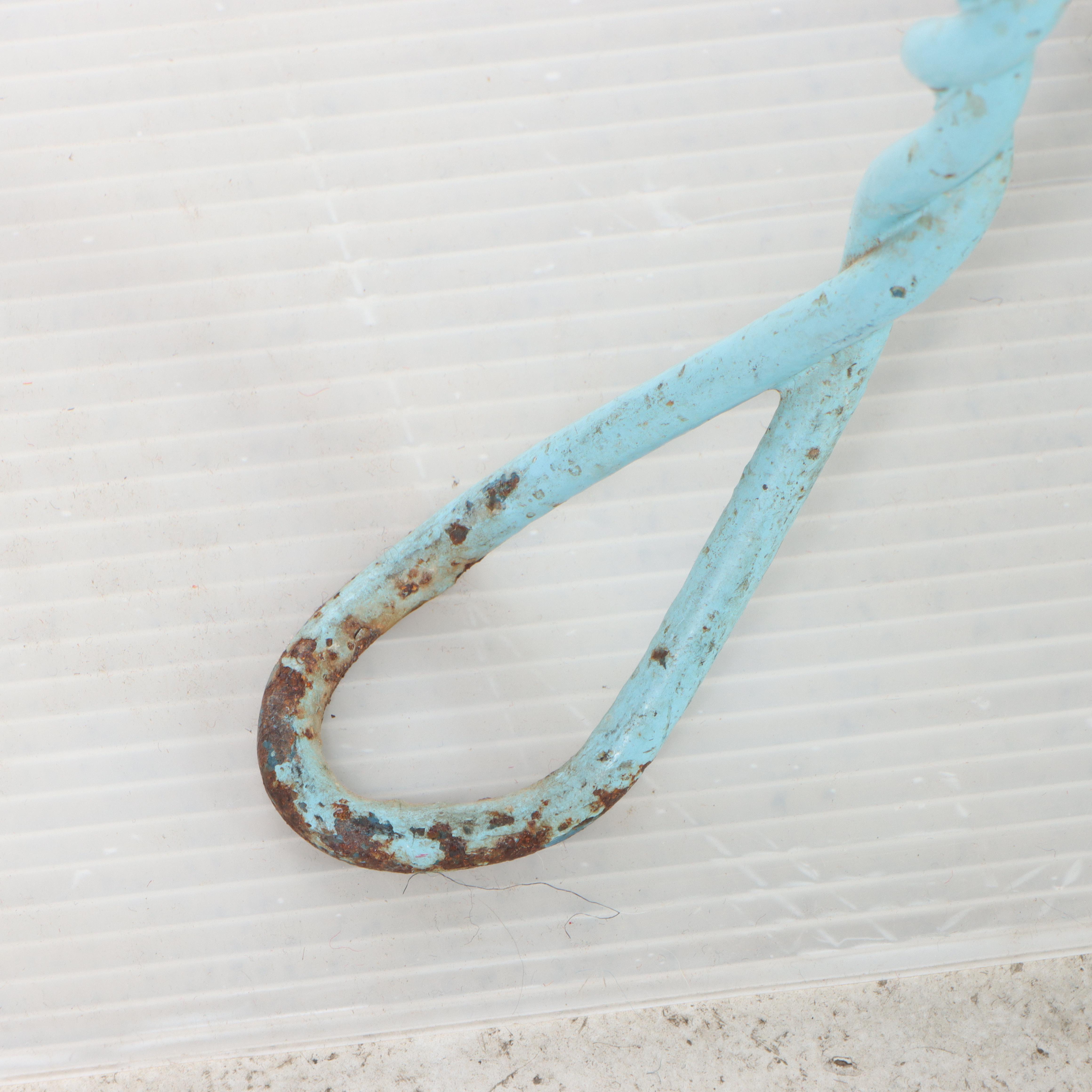 Four Blue-Painted Twisted Wire and Wood Seat Ice Cream Parlor Chairs