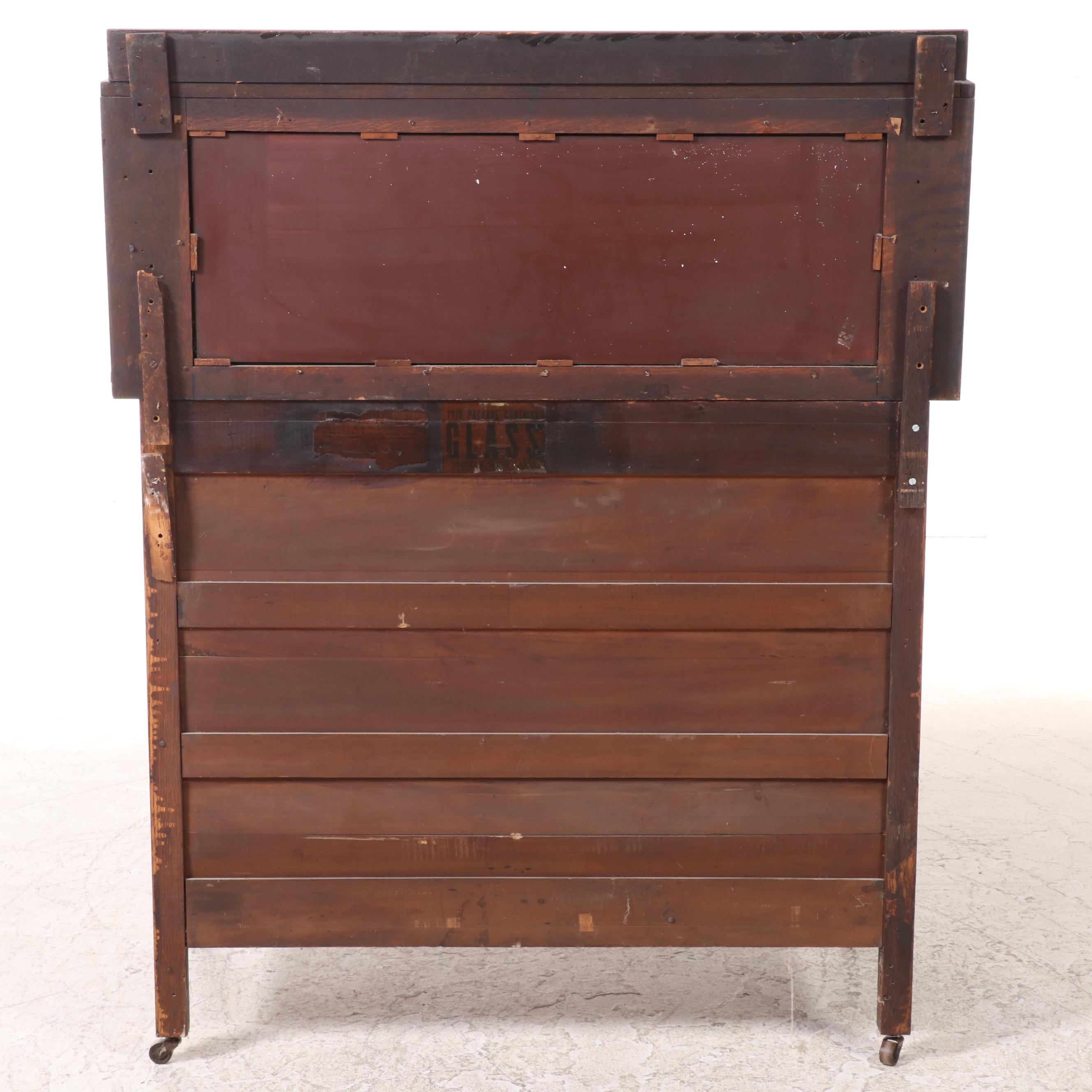 American Empire Revival Quartersawn Oak Mirror-Back Buffet, circa 1900