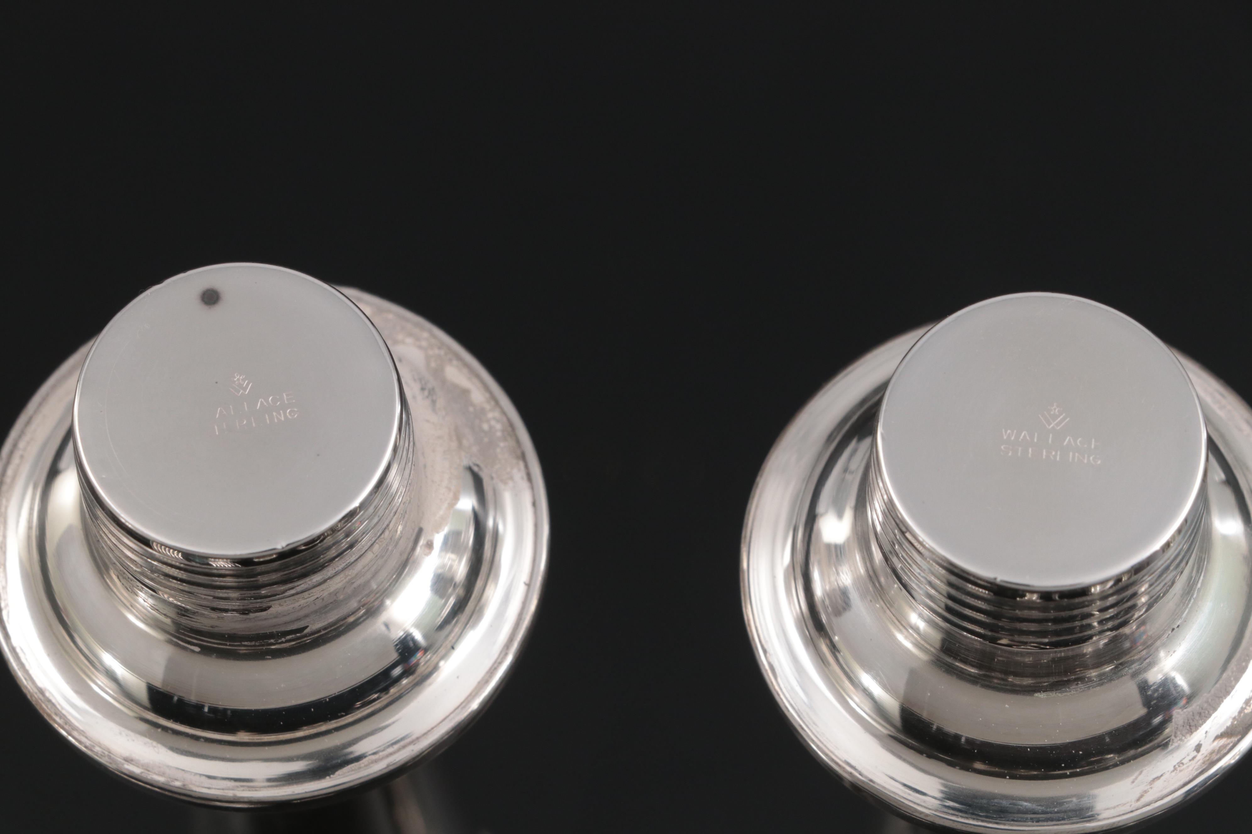 Wallace Weighted Sterling Three-Branch Candelabra with Shakers and Baby Rattle