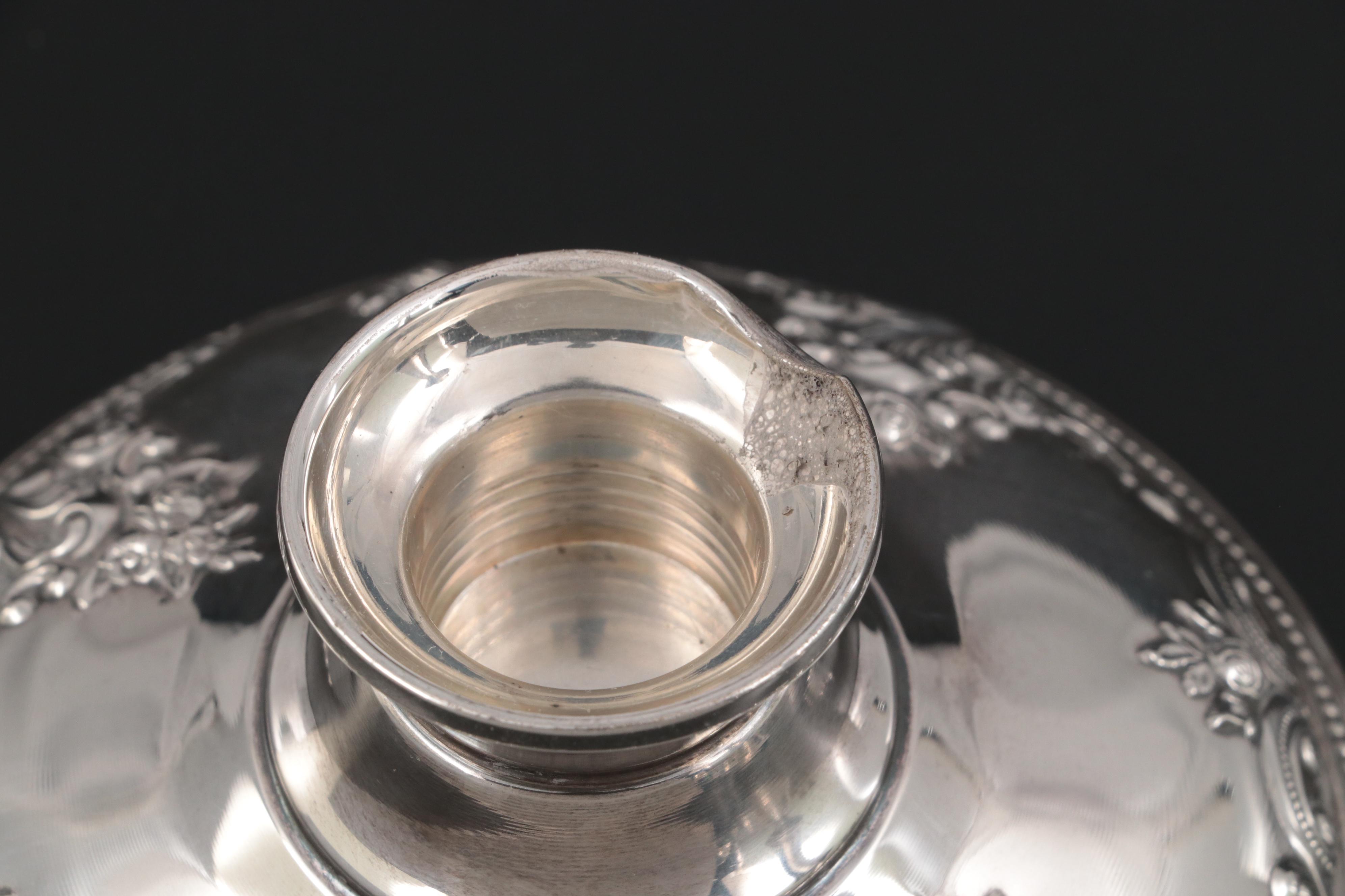 Wallace Weighted Sterling Three-Branch Candelabra with Shakers and Baby Rattle