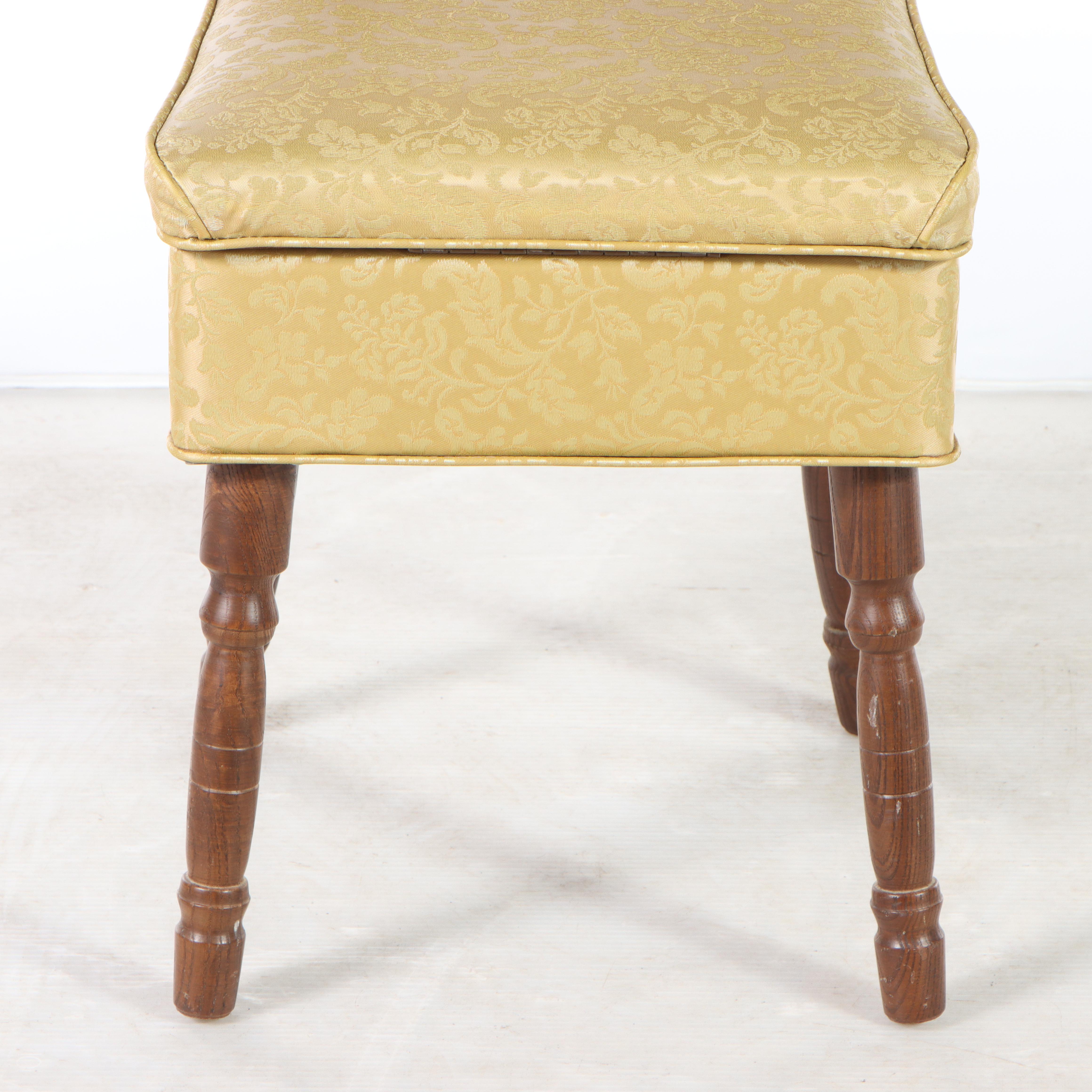 Stump Home Specialties Oak and Vinyl Lift-Seat Sewing Chair with Accessories