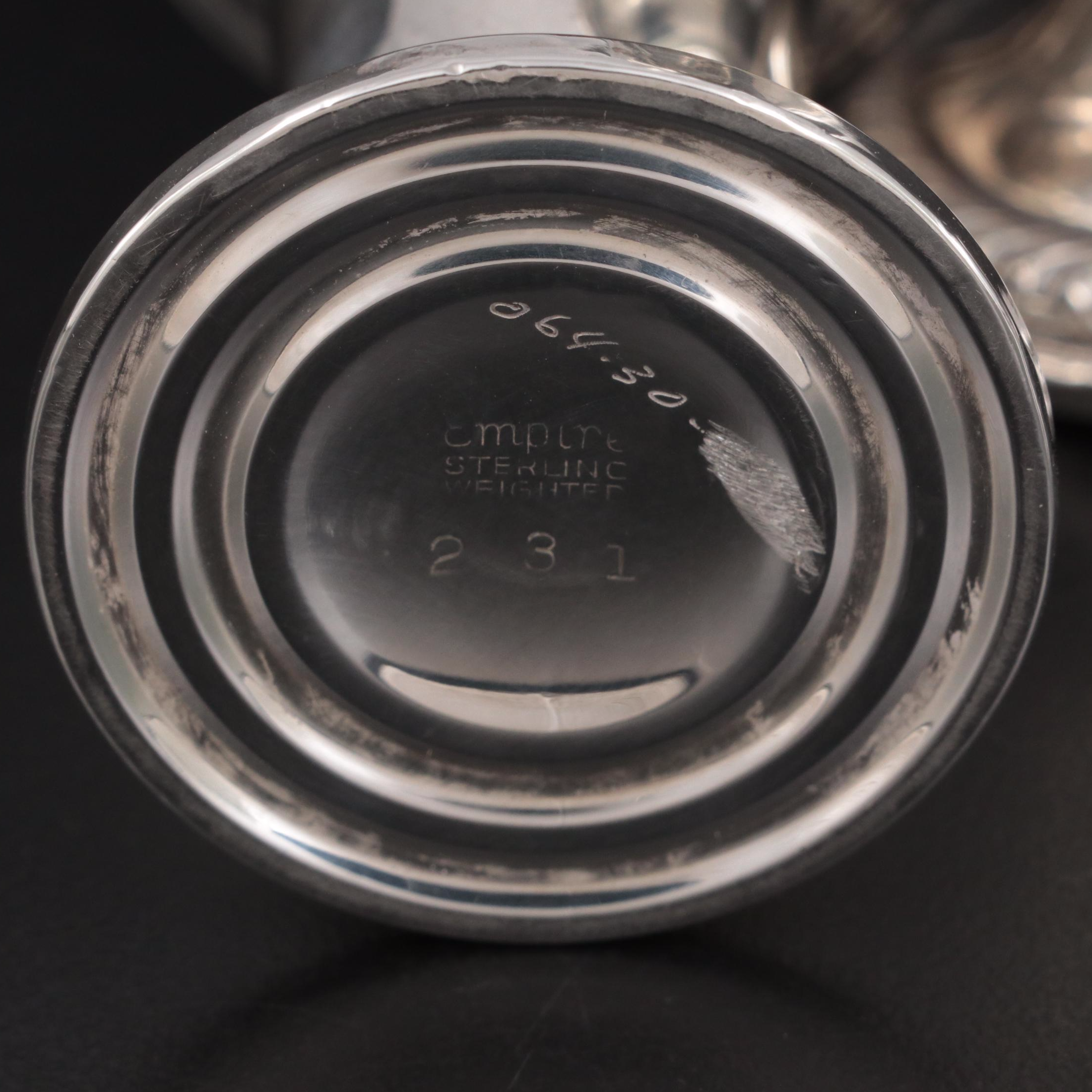 Wallace Weighted Sterling Three-Branch Candelabra with Shakers and Baby Rattle