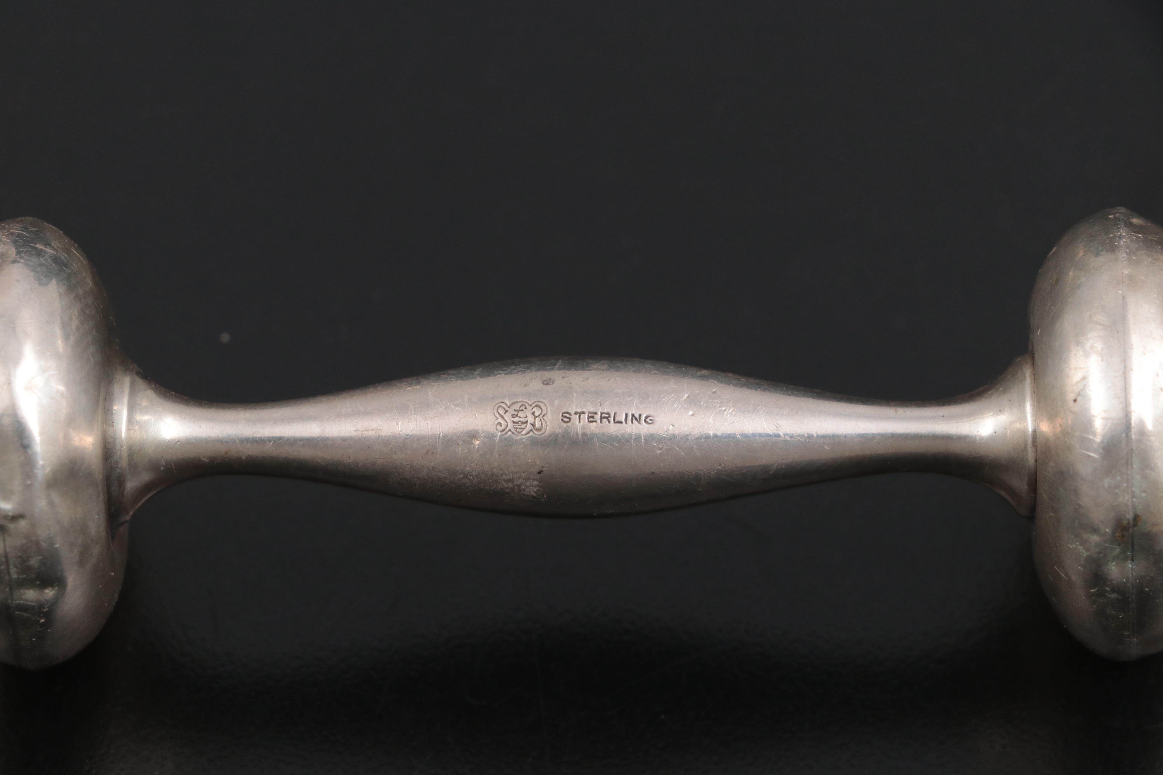 Wallace Weighted Sterling Three-Branch Candelabra with Shakers and Baby Rattle