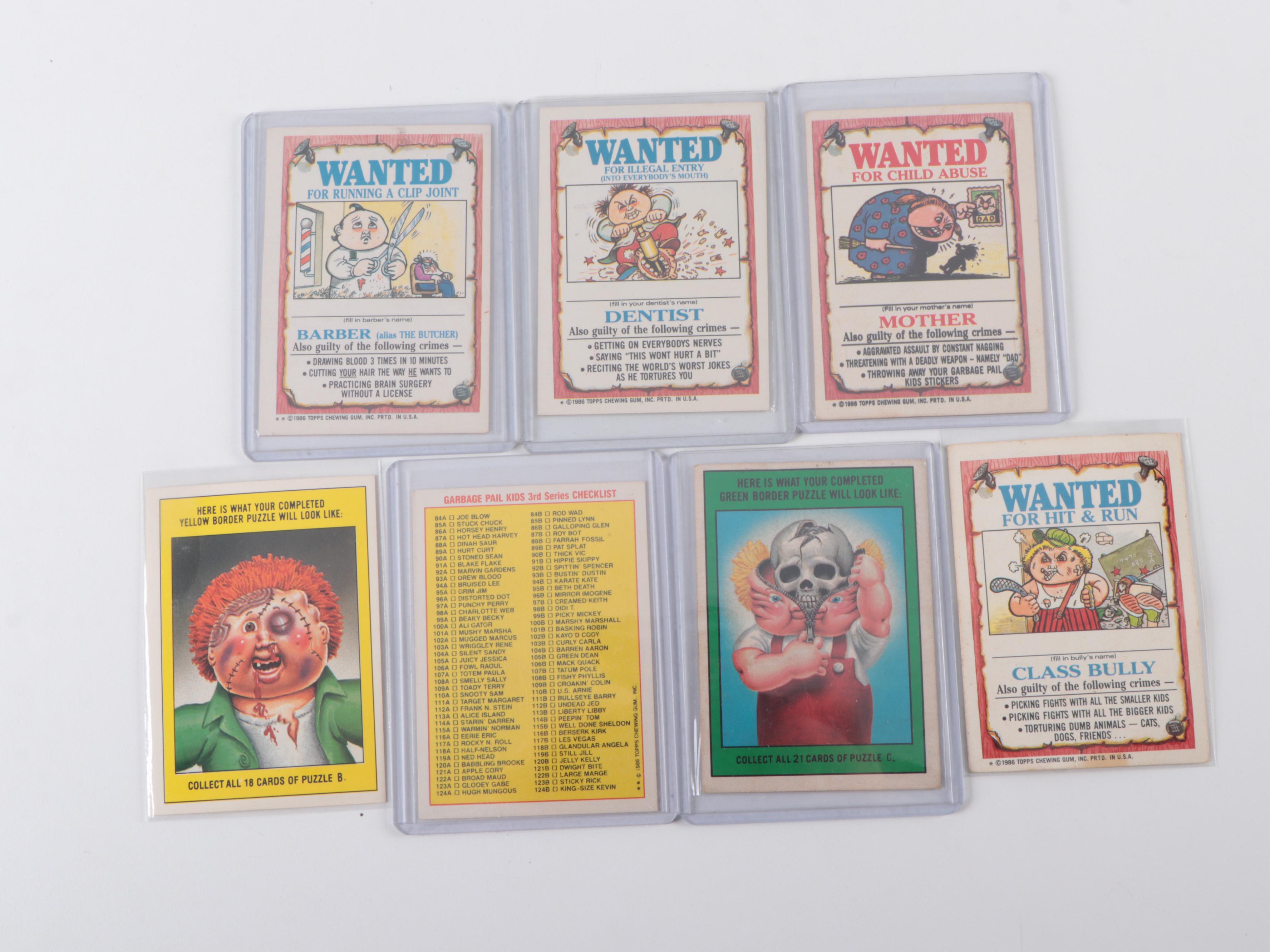 Topps Garbage Pail Kids Trading Cards with Joe Blow, Punchy Perry, More, 1980s