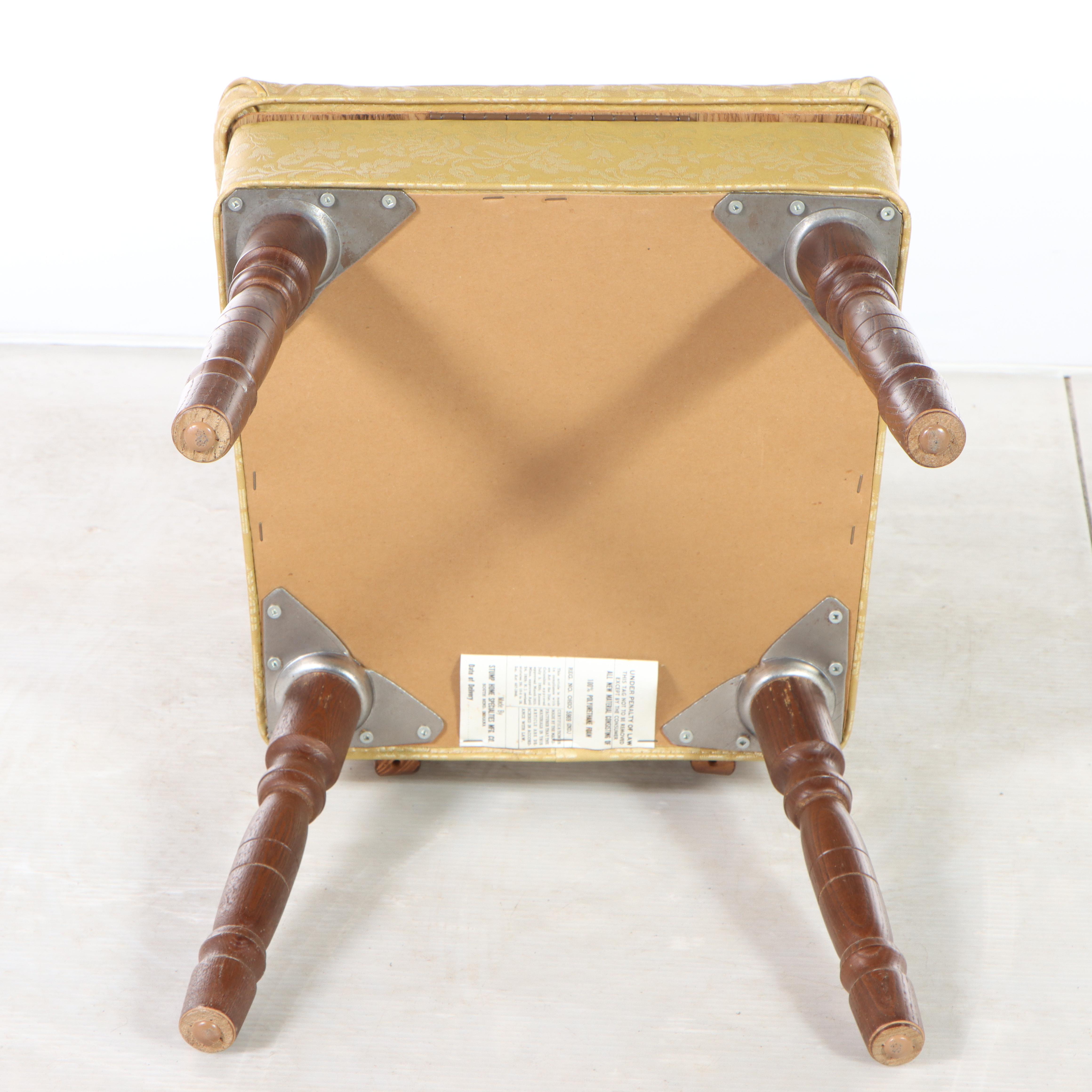 Stump Home Specialties Oak and Vinyl Lift-Seat Sewing Chair with Accessories