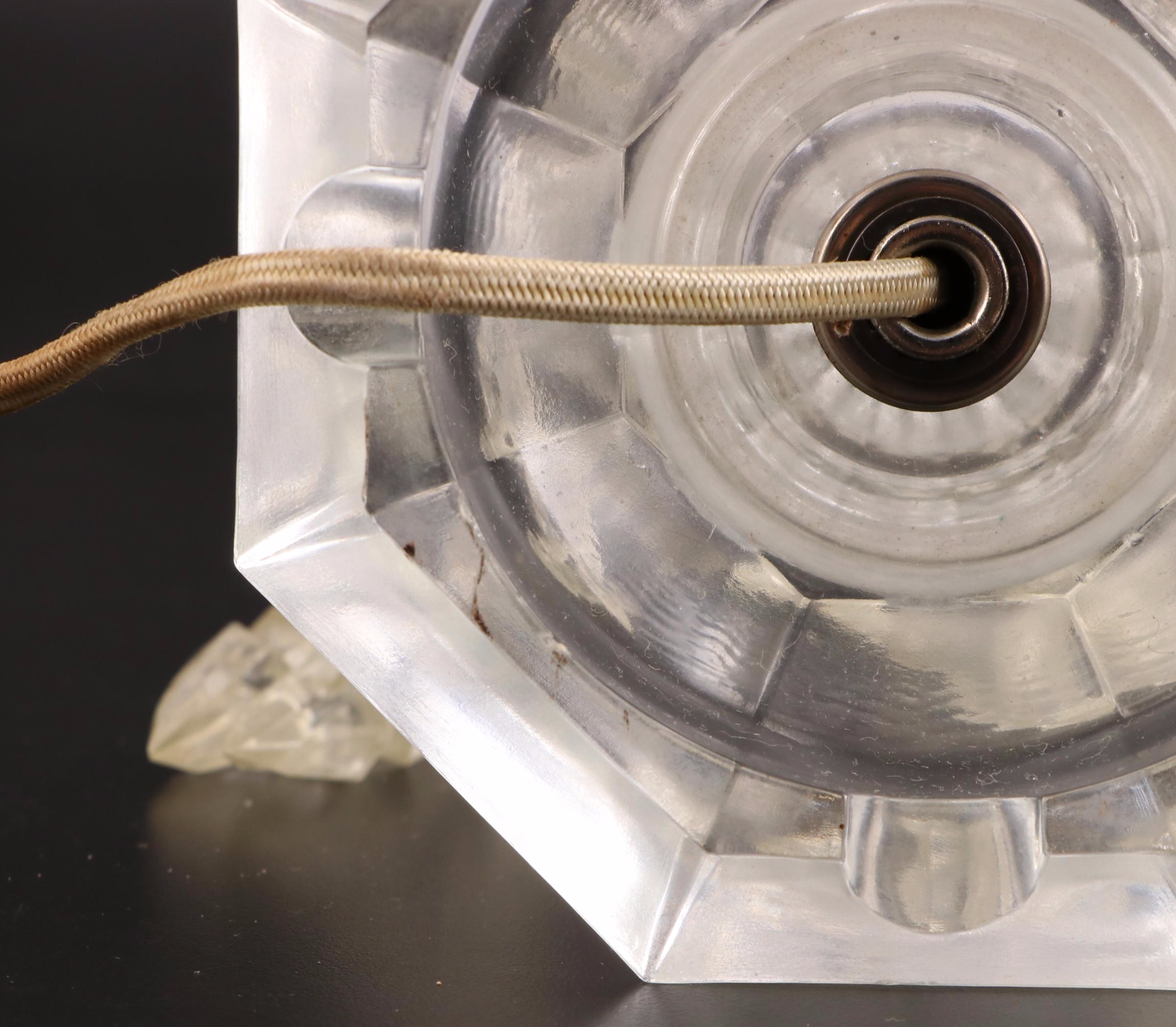 Pair of Etched and Pressed Glass Mantle Lusters, Adapted Late 20th Century