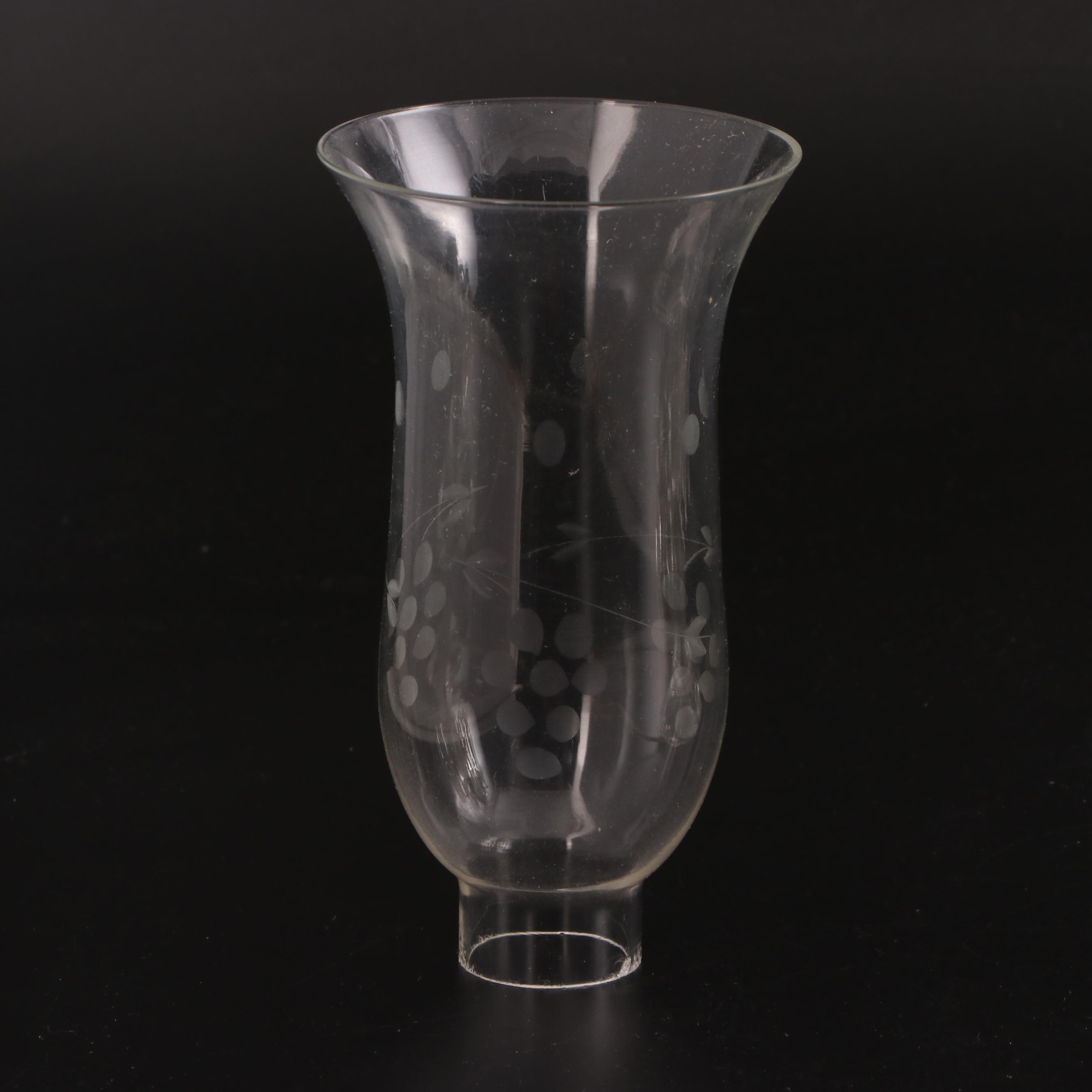 Pair of Etched and Pressed Glass Mantle Lusters, Adapted Late 20th Century