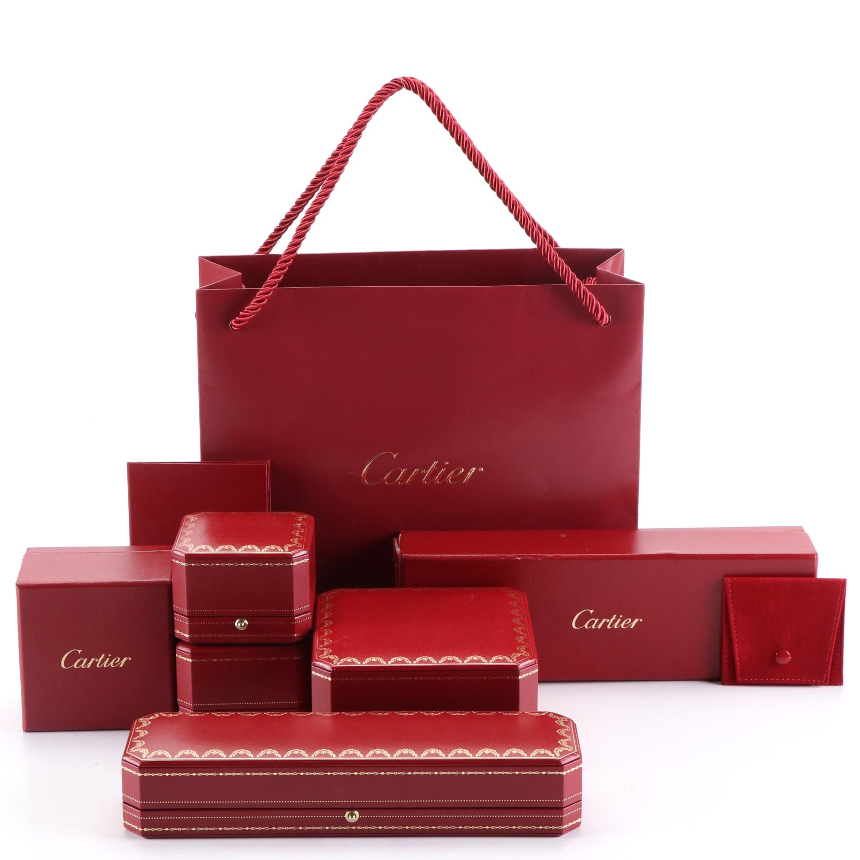 Cartier Watch/Jewelry Cases, Gift Boxes, and Shopping Bag