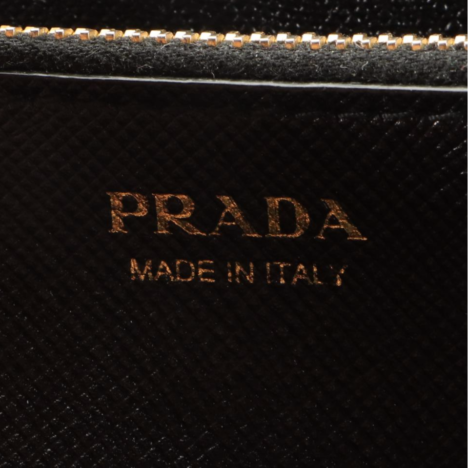 Prada Continental Wallet in Black Saffiano Leather w/Box