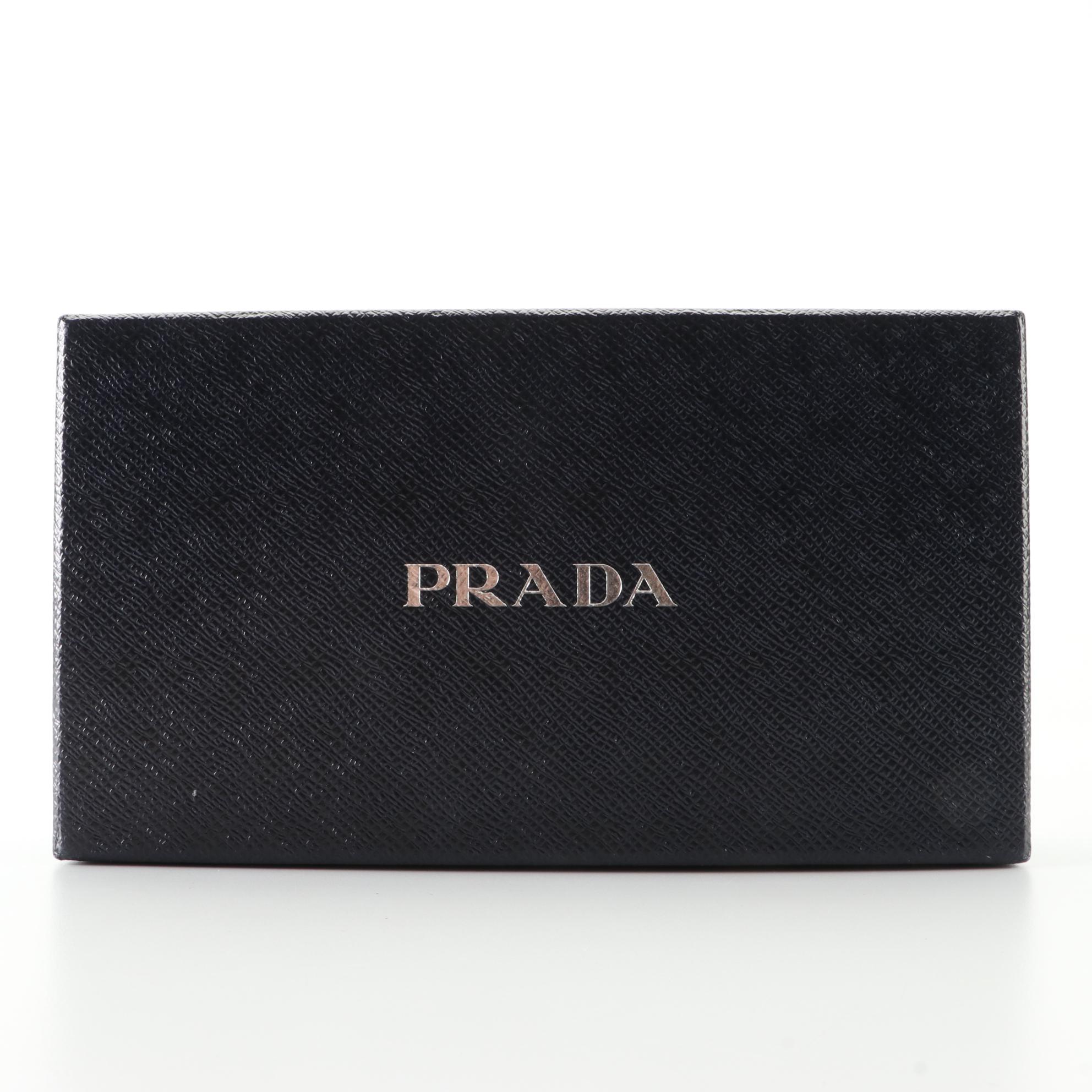 Prada Continental Wallet in Black Saffiano Leather w/Box