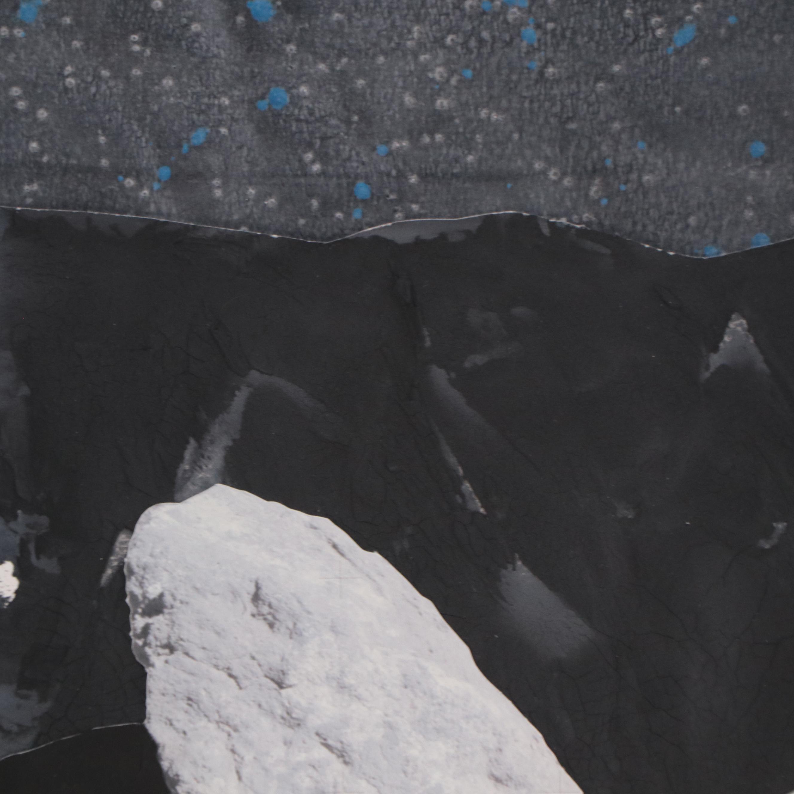 Abstract Mixed Media Collage of Footprints On The Moon