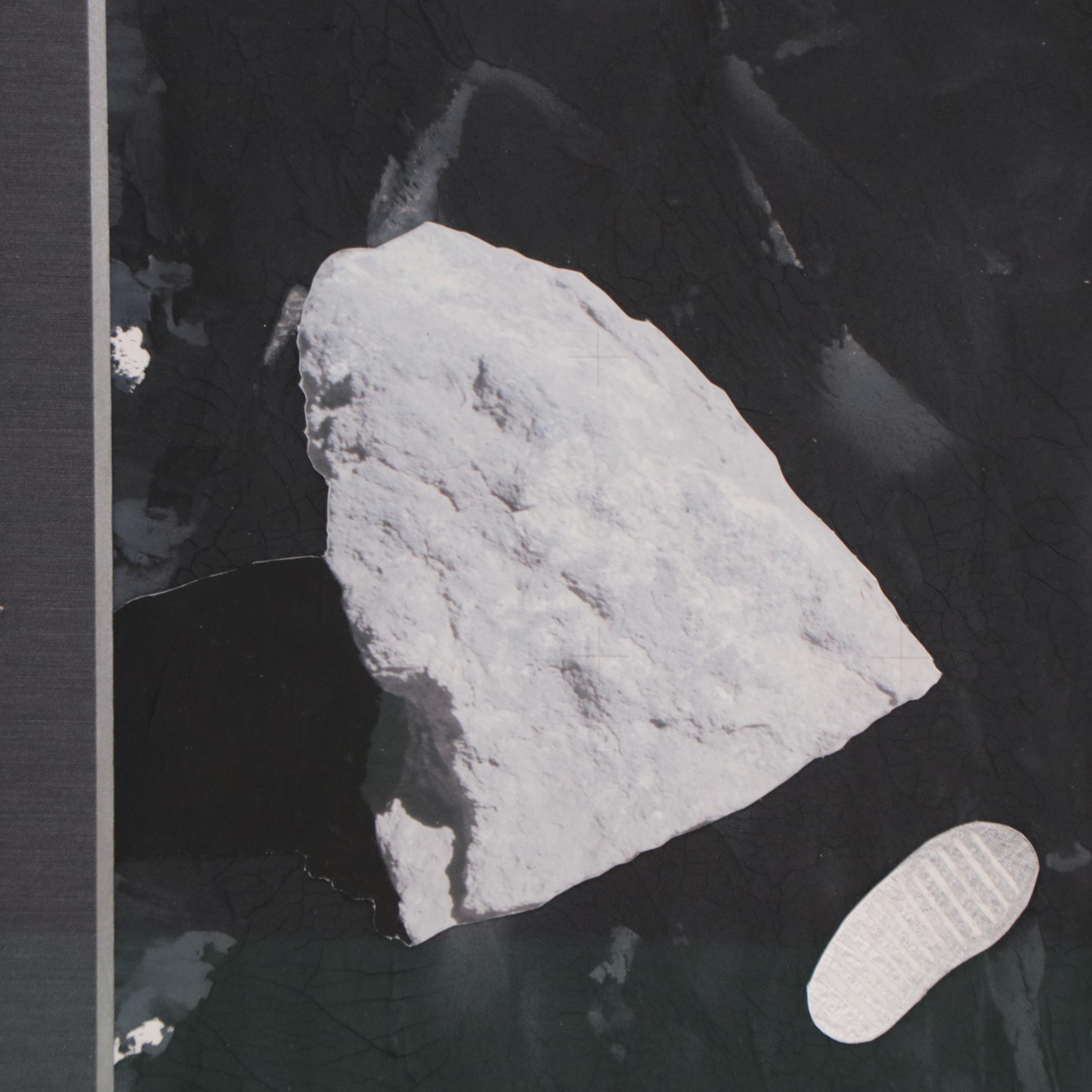 Abstract Mixed Media Collage of Footprints On The Moon