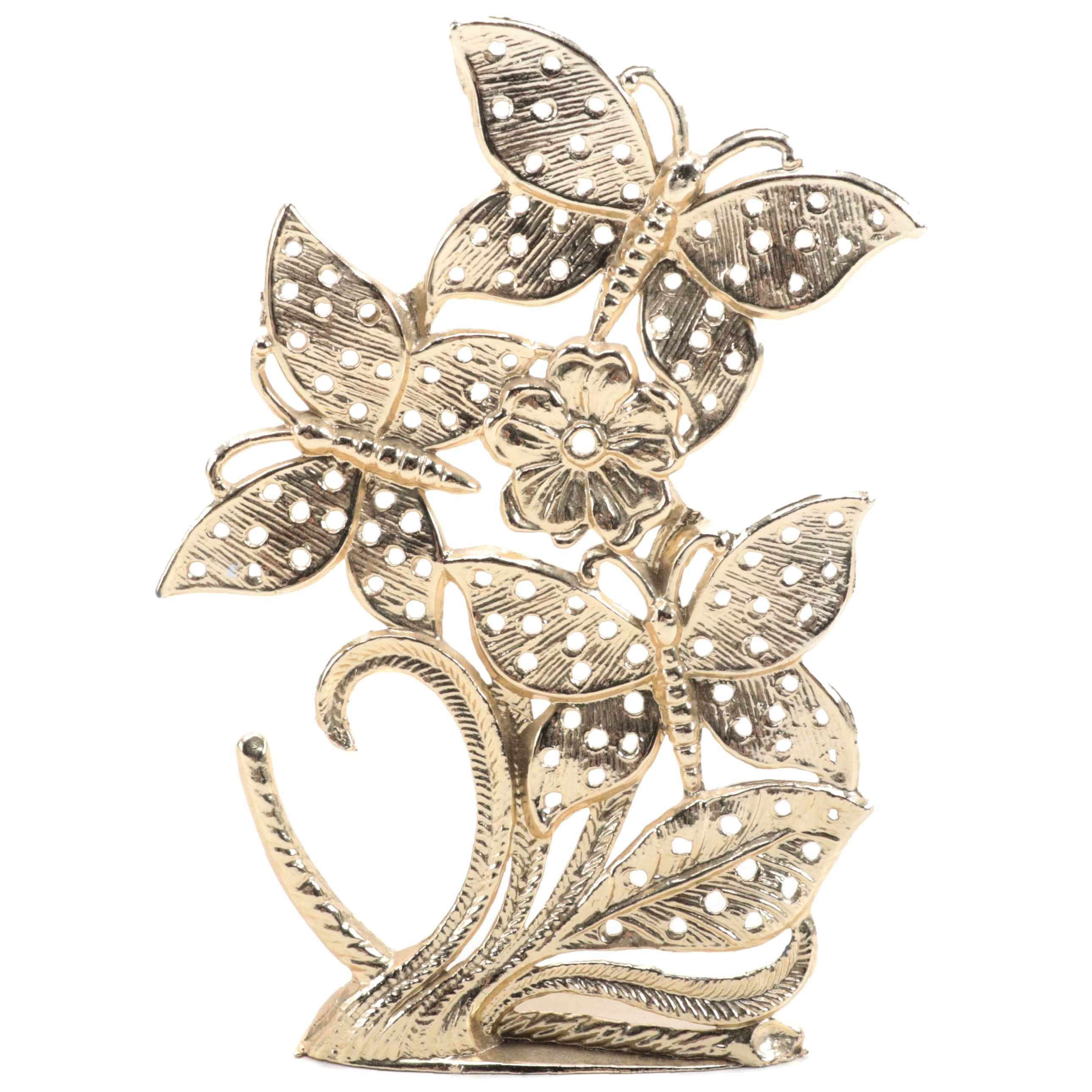Gilt Metal Butterfly Motif Earring Stand