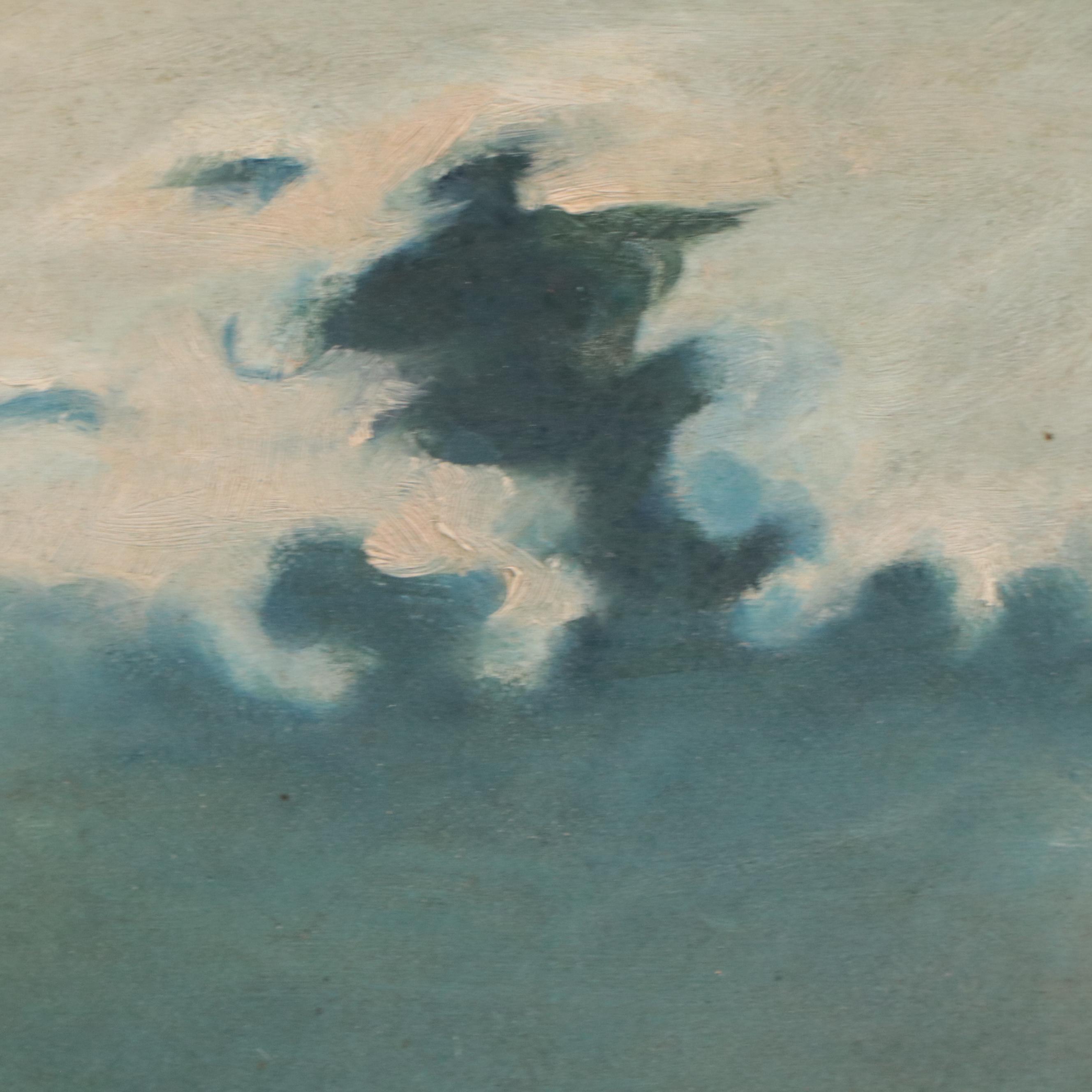 Seascape Oil Painting of Lighthouse, 1915