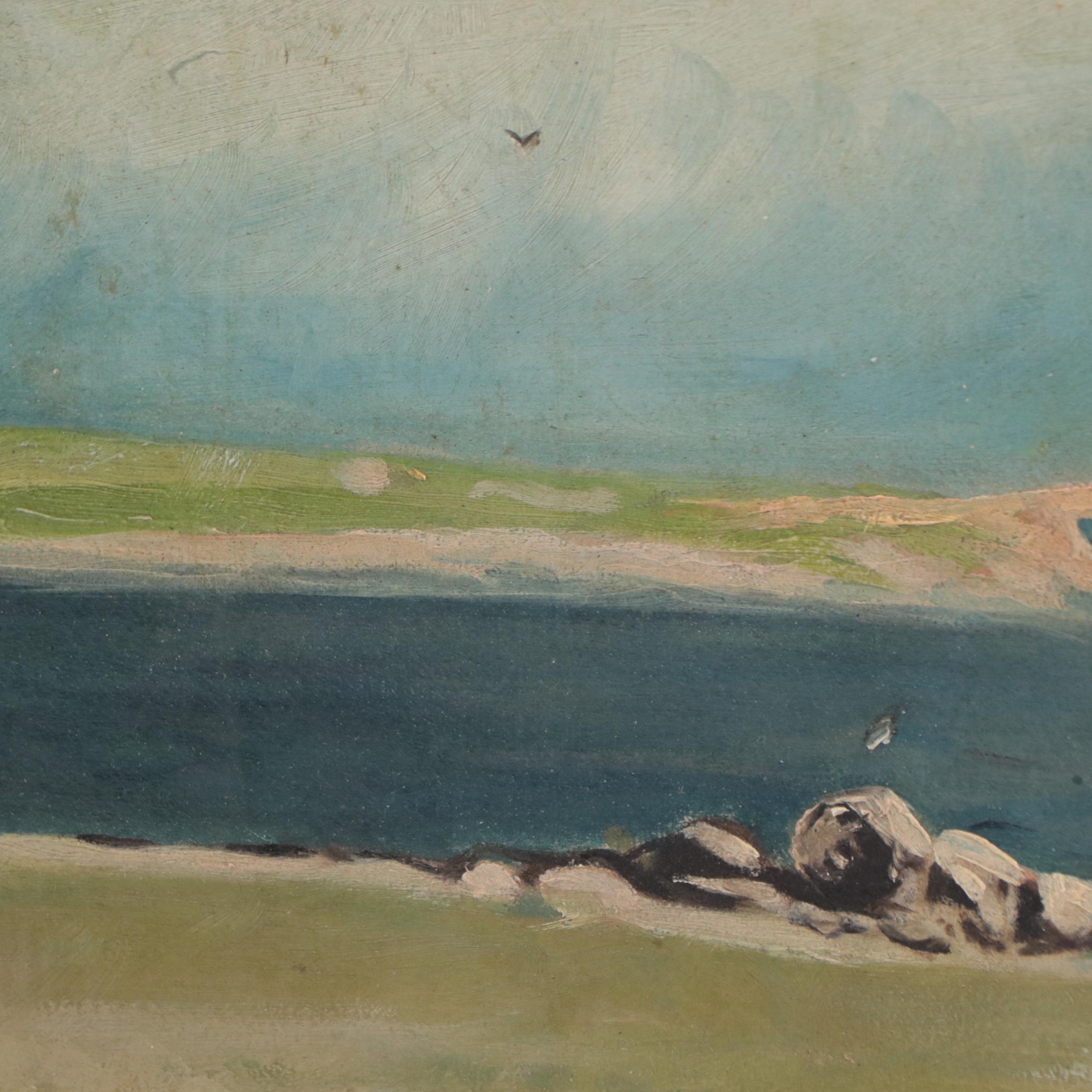 Seascape Oil Painting of Lighthouse, 1915